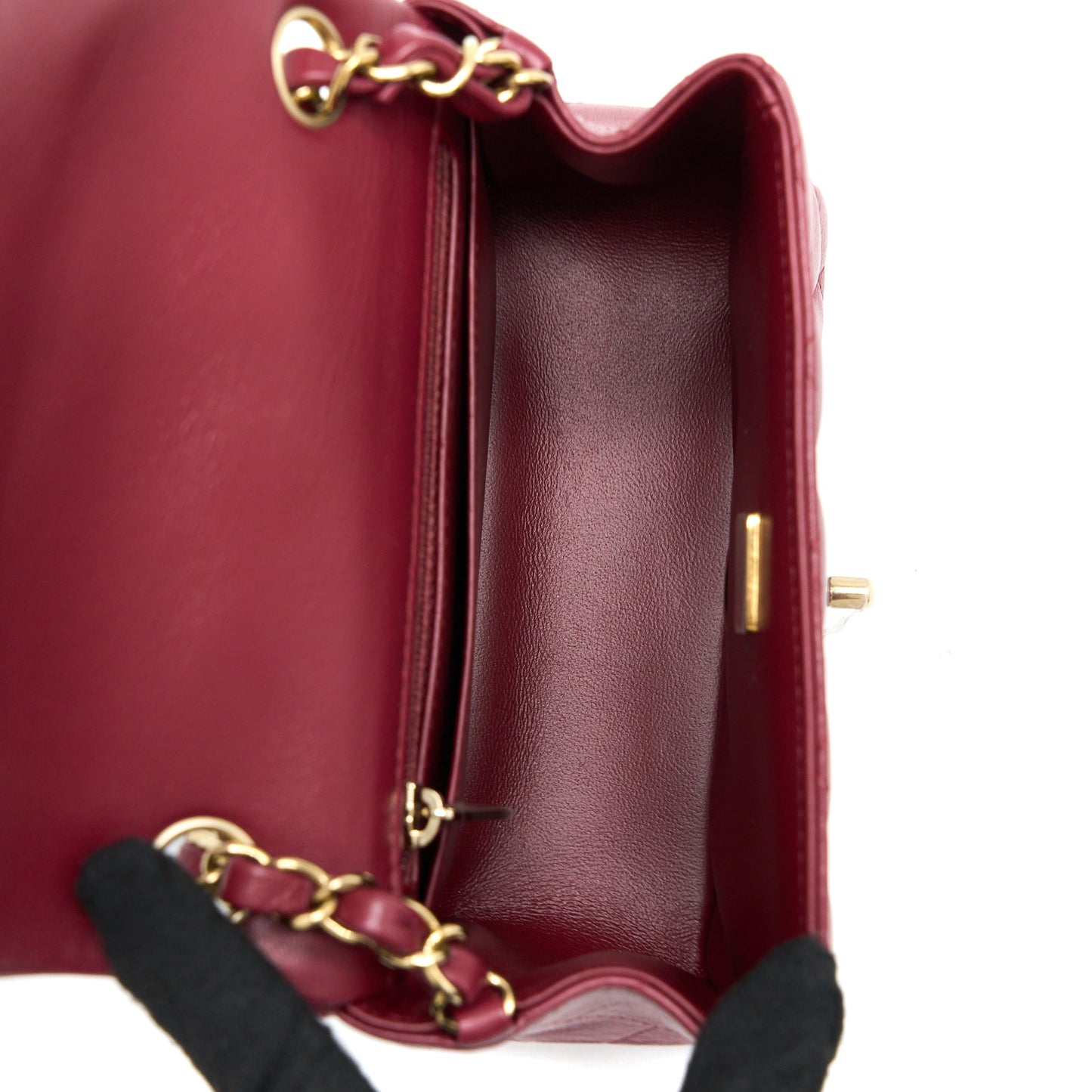 Chanel 22A Mini Square Flap Bag Lambskin Burgundy L (Microchip)