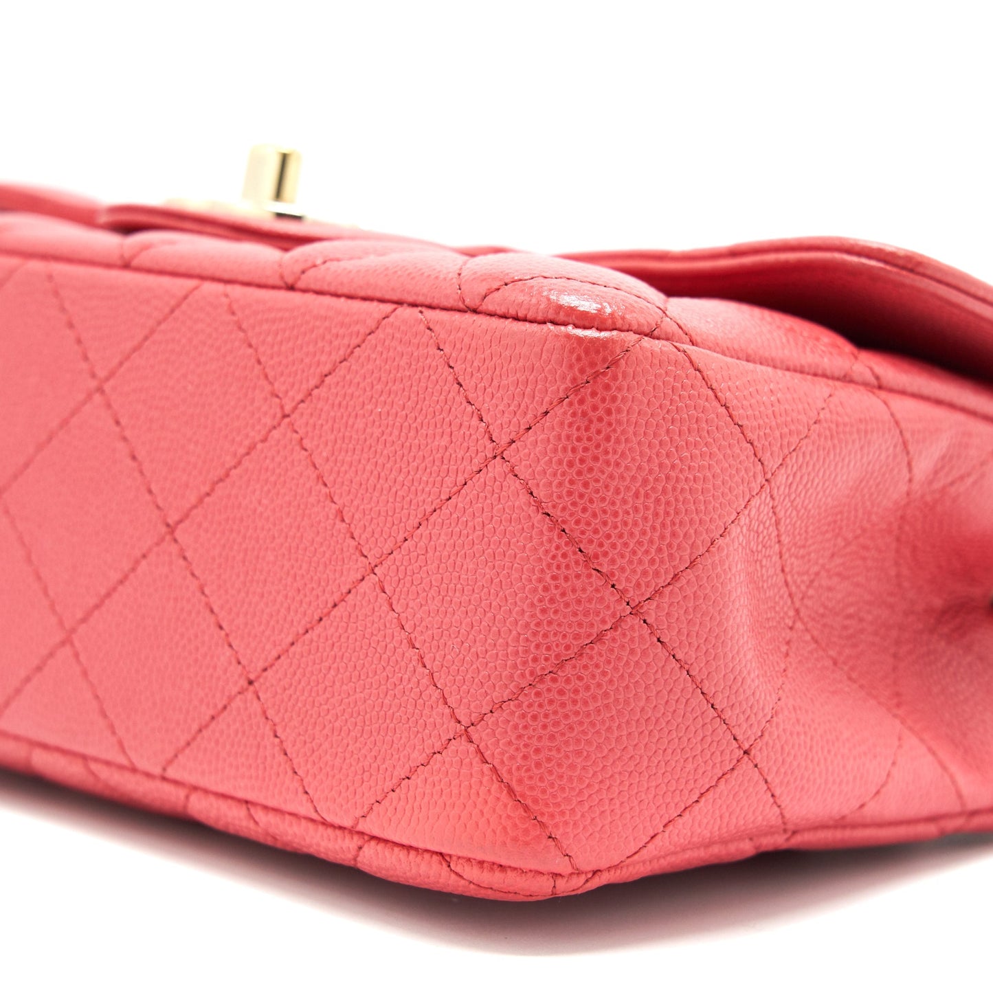 Chanel Mini Rectangular Flap Bag Caviar Coral Pink