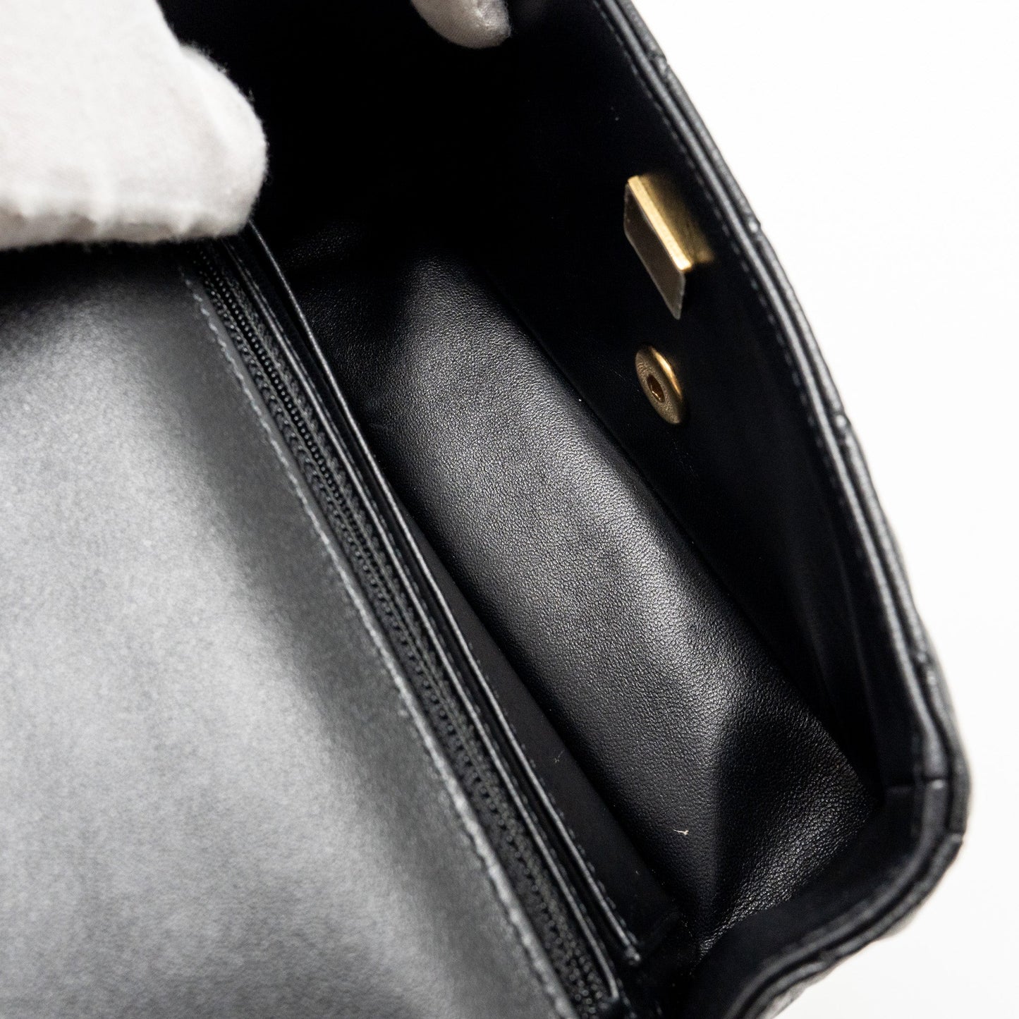 Chanel 24c Detail Top Handle Flap Bag Lambskin Black
