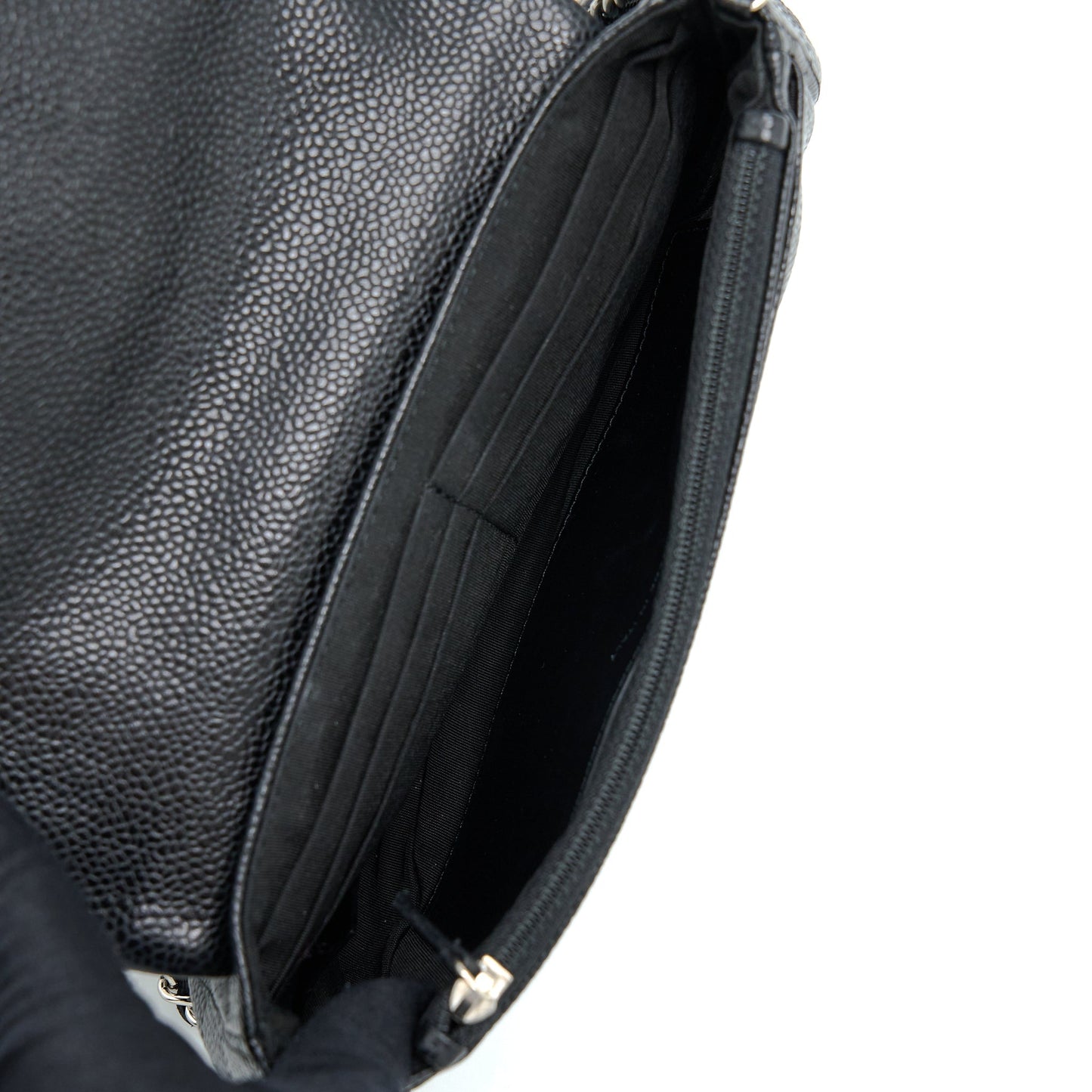 Chanel Half Moon Wallet On Chain Caviar Black