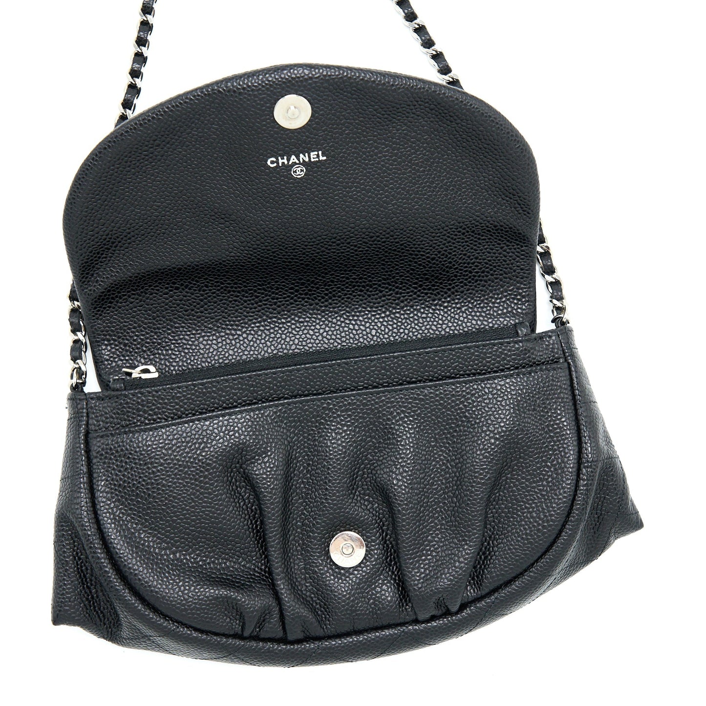 Chanel Half Moon Wallet On Chain Caviar Black