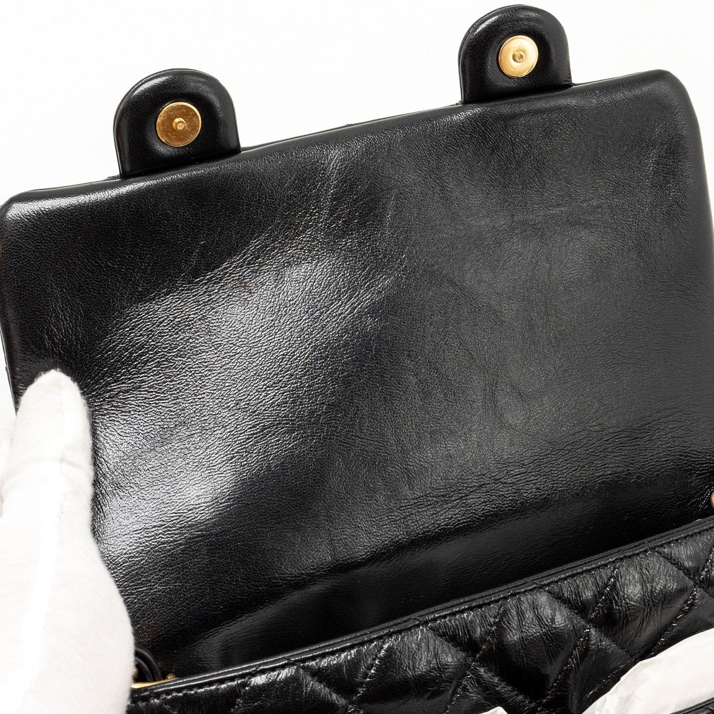 Chanel Double pocket top handle messanger bag shiny calfskin black  (microchip )