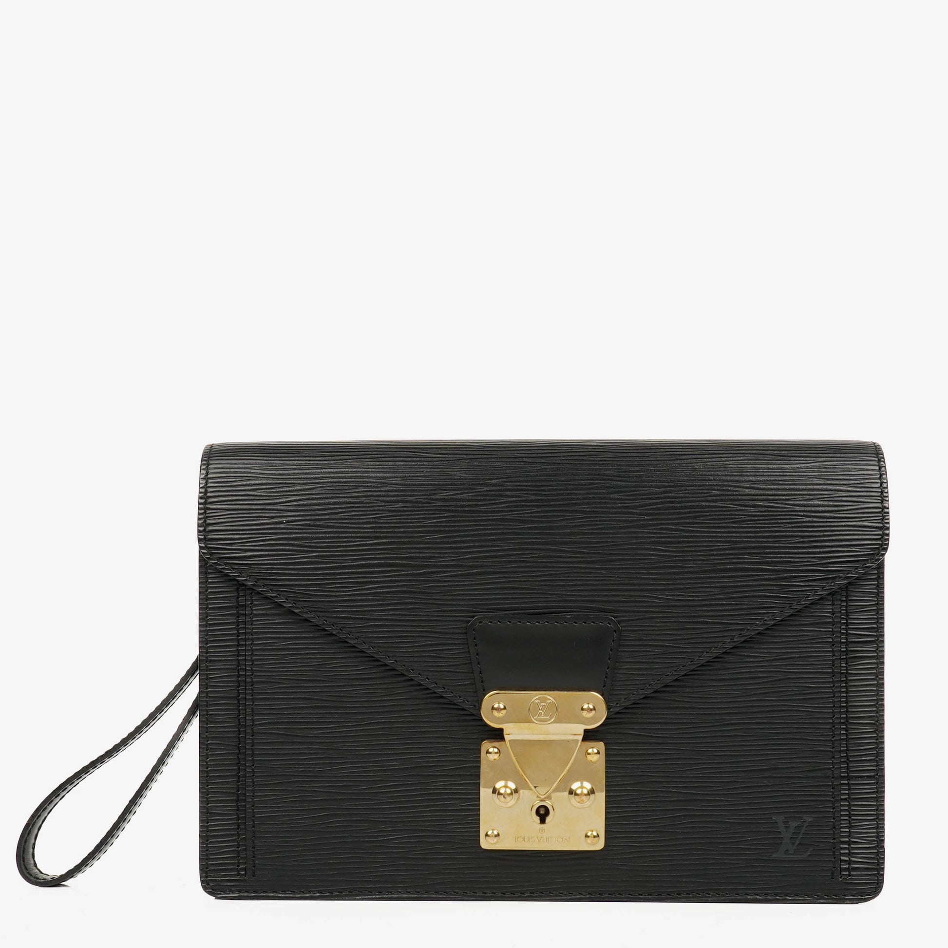 Louis Vuitton Pochette Sellier Dragonne Black EPI Leather Clutch Bag