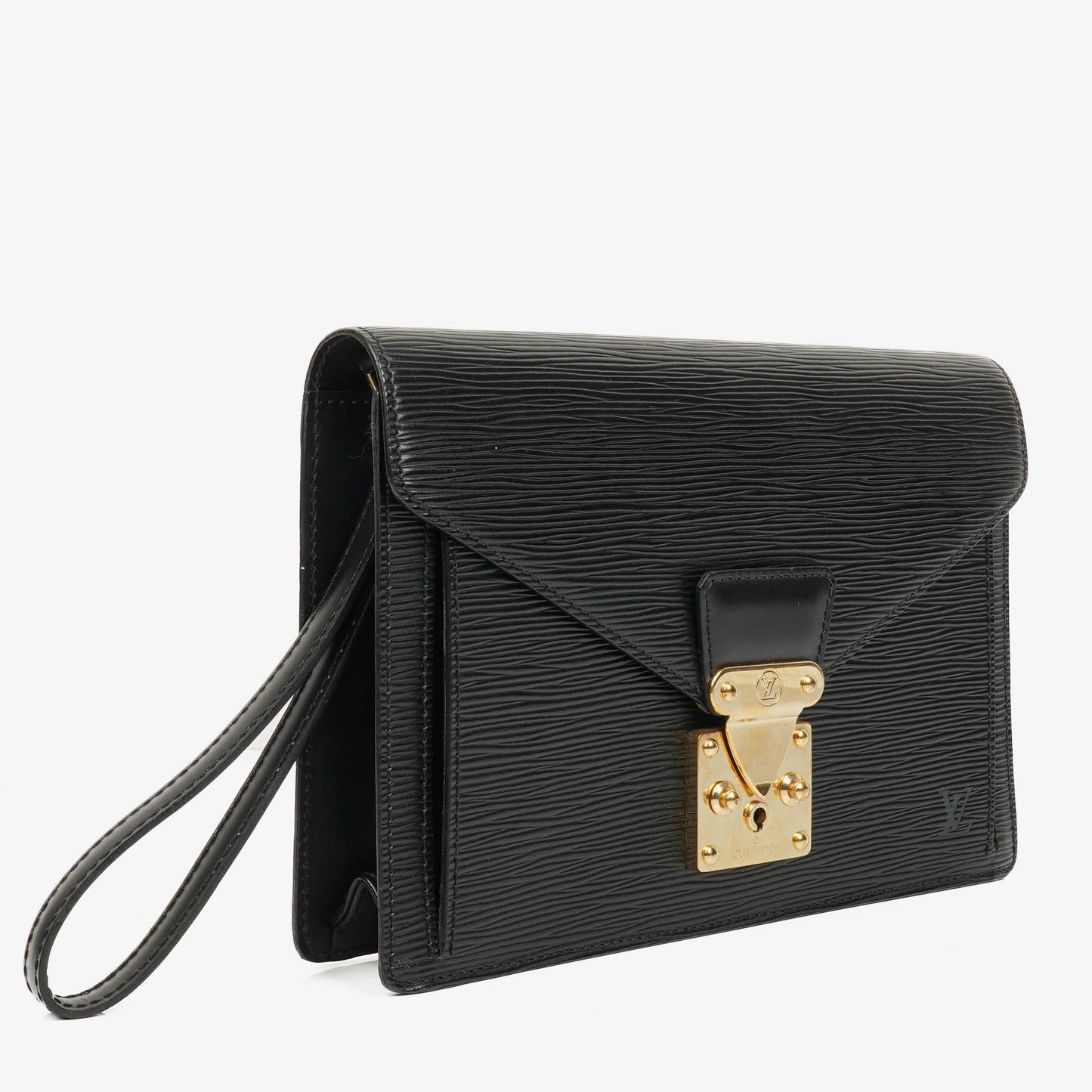 Louis Vuitton Pochette Sellier Dragonne Black EPI Leather Clutch Bag