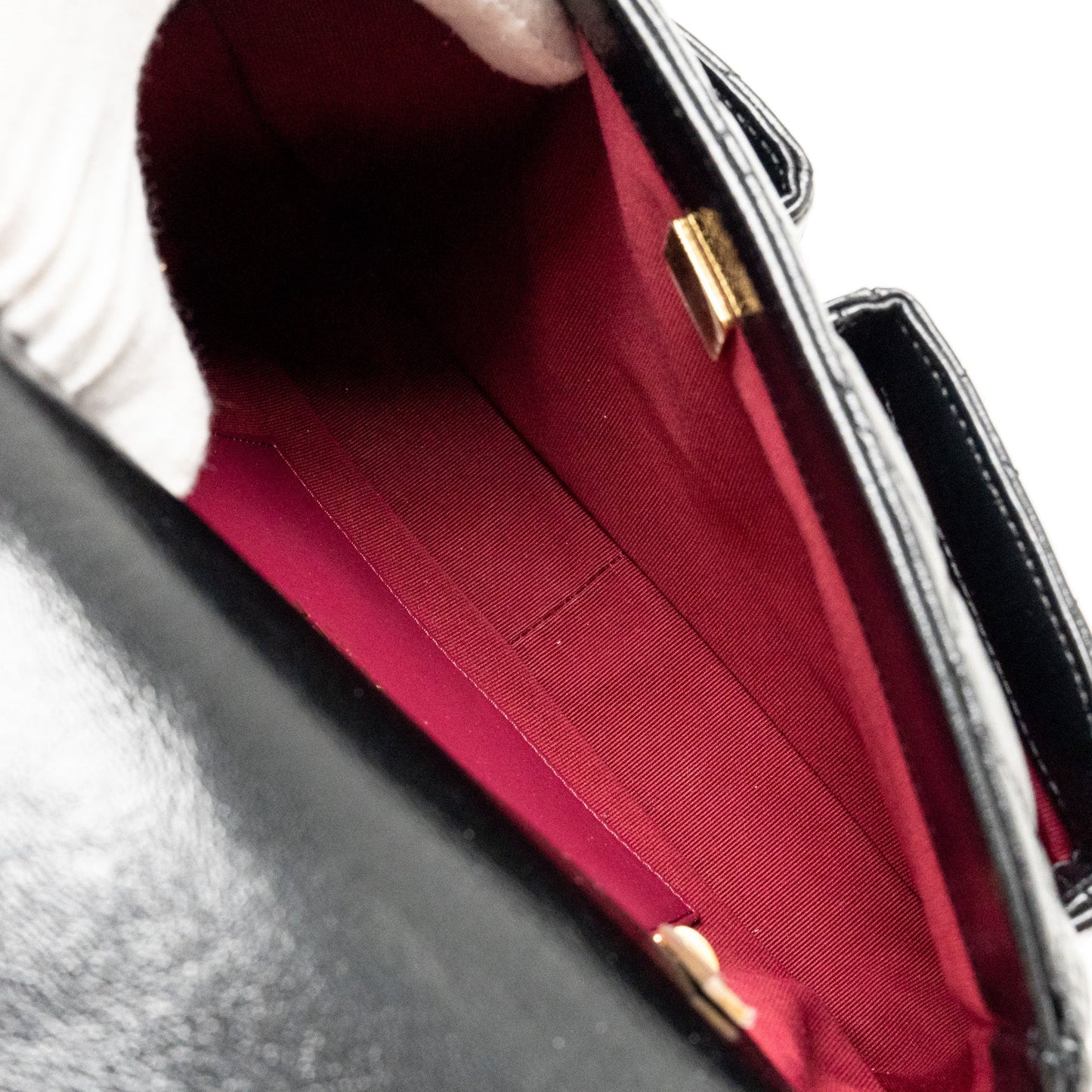 Chanel Double pocket top handle messanger bag shiny calfskin black  (microchip )