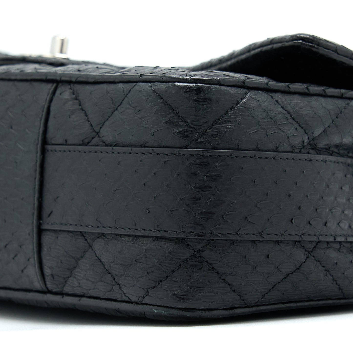 Chanel Top Handle Flap Bag Python Black