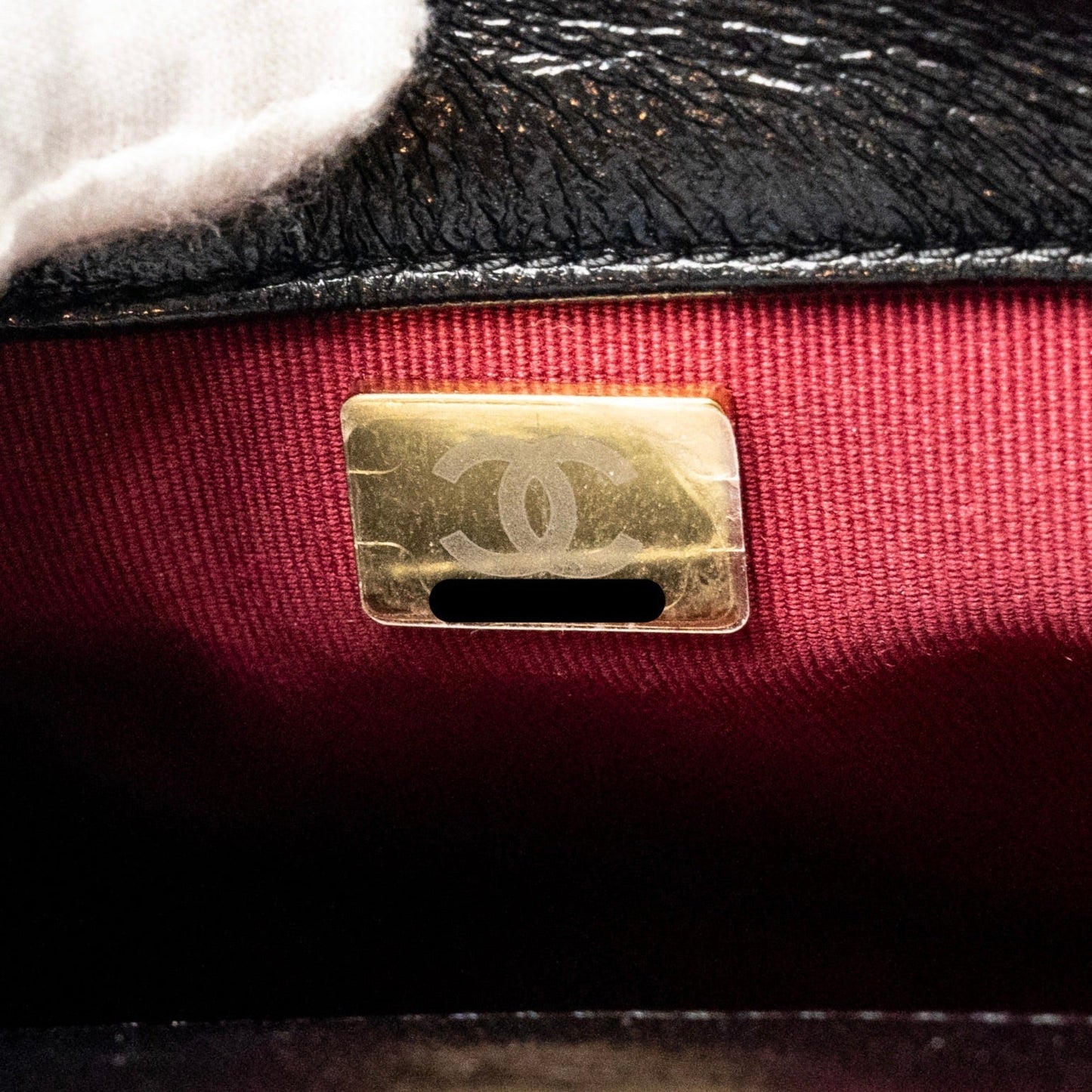 Chanel Double pocket top handle messanger bag shiny calfskin black  (microchip )
