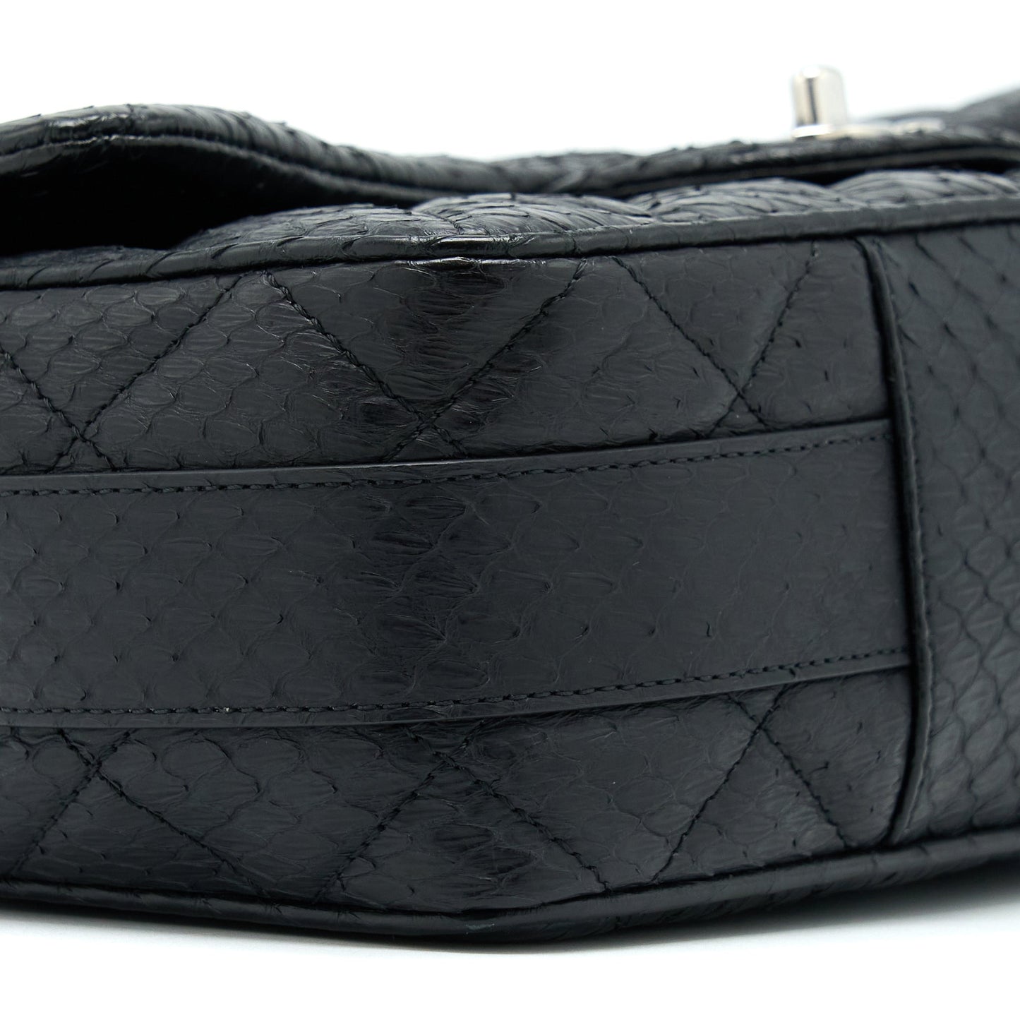 Chanel Top Handle Flap Bag Python Black