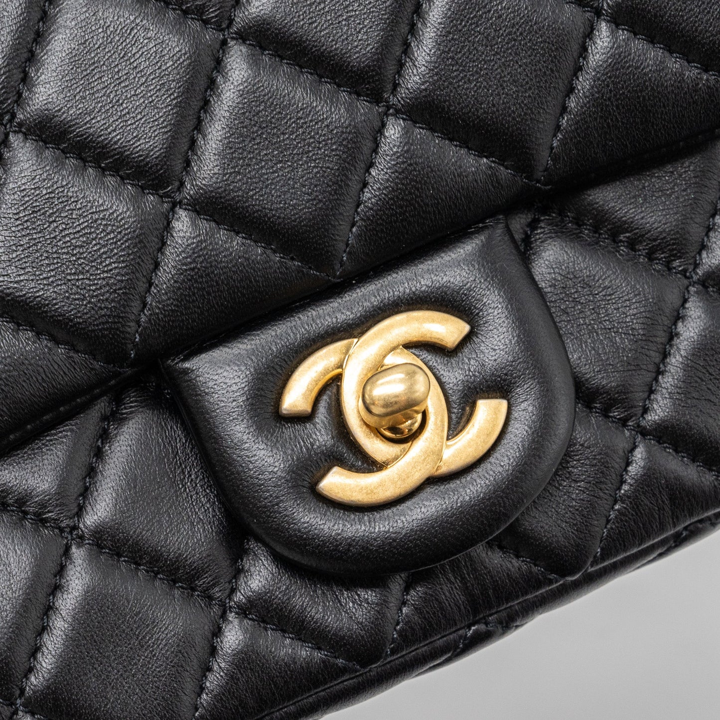 Chanel Pearl Crush Mini Rectangular Flap Bag Lambskin Black