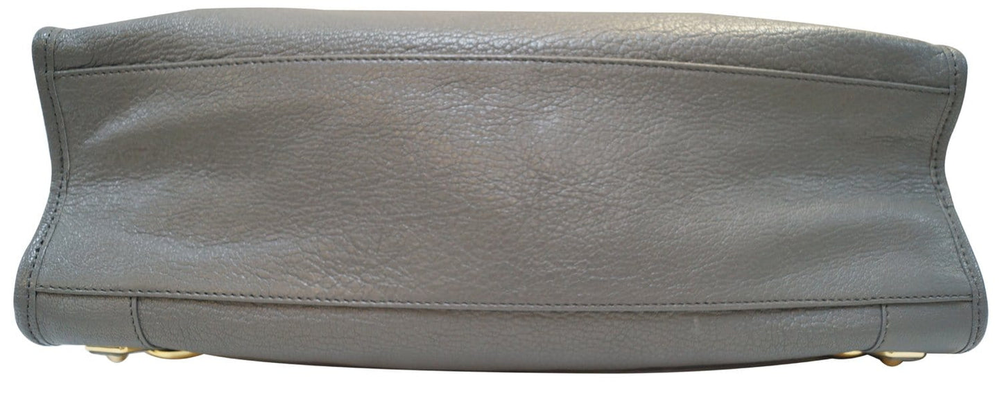 BALENCIAGA Grey Leather Metallic Edge City Shoulder Handbag