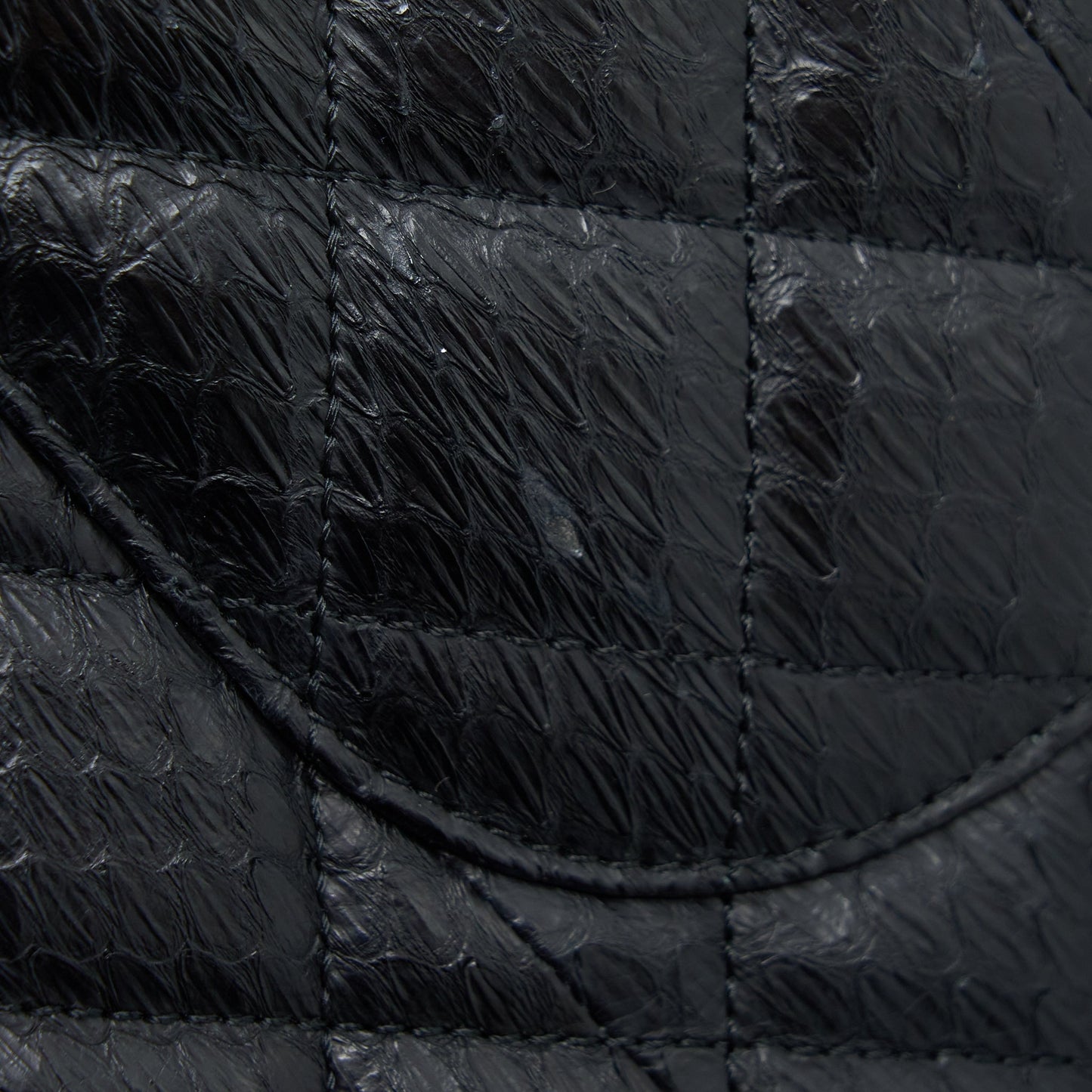 Chanel Top Handle Flap Bag Python Black