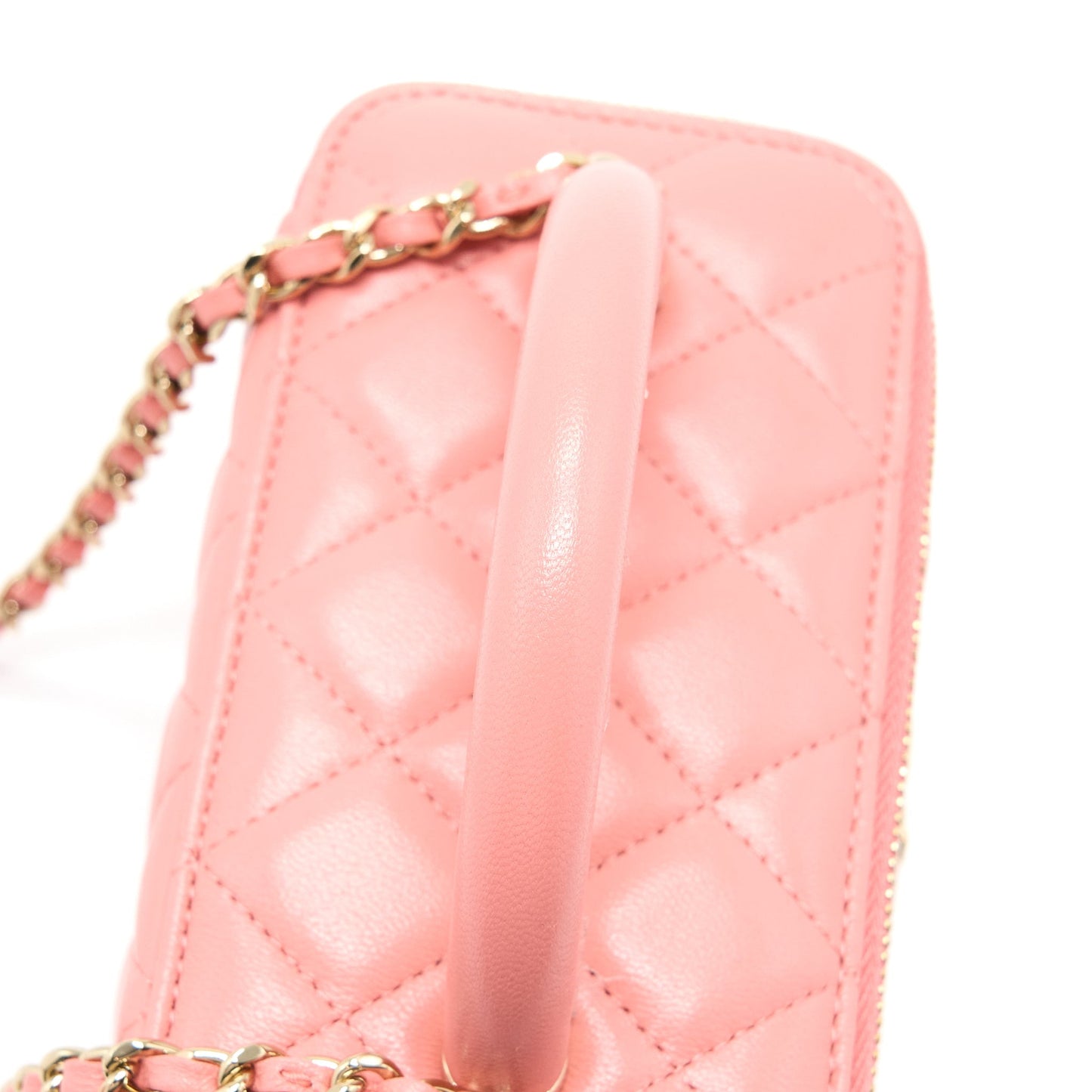 Chanel 22A Top Handle Long Vanity Case Lambskin Pink L (Microchip)