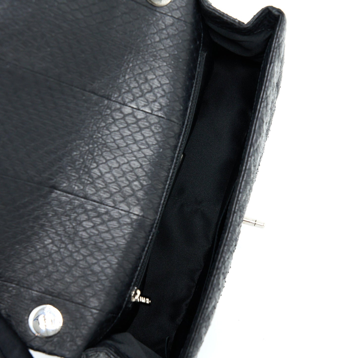 Chanel Top Handle Flap Bag Python Black