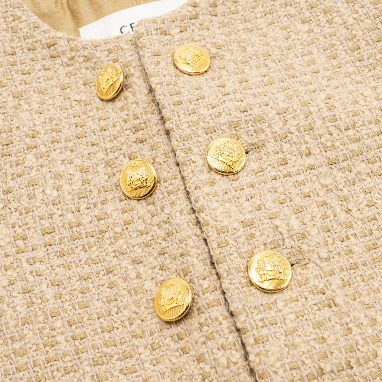 Celine size 34 Chasseur Jacket in Braided Boucle Tweed Corde beige