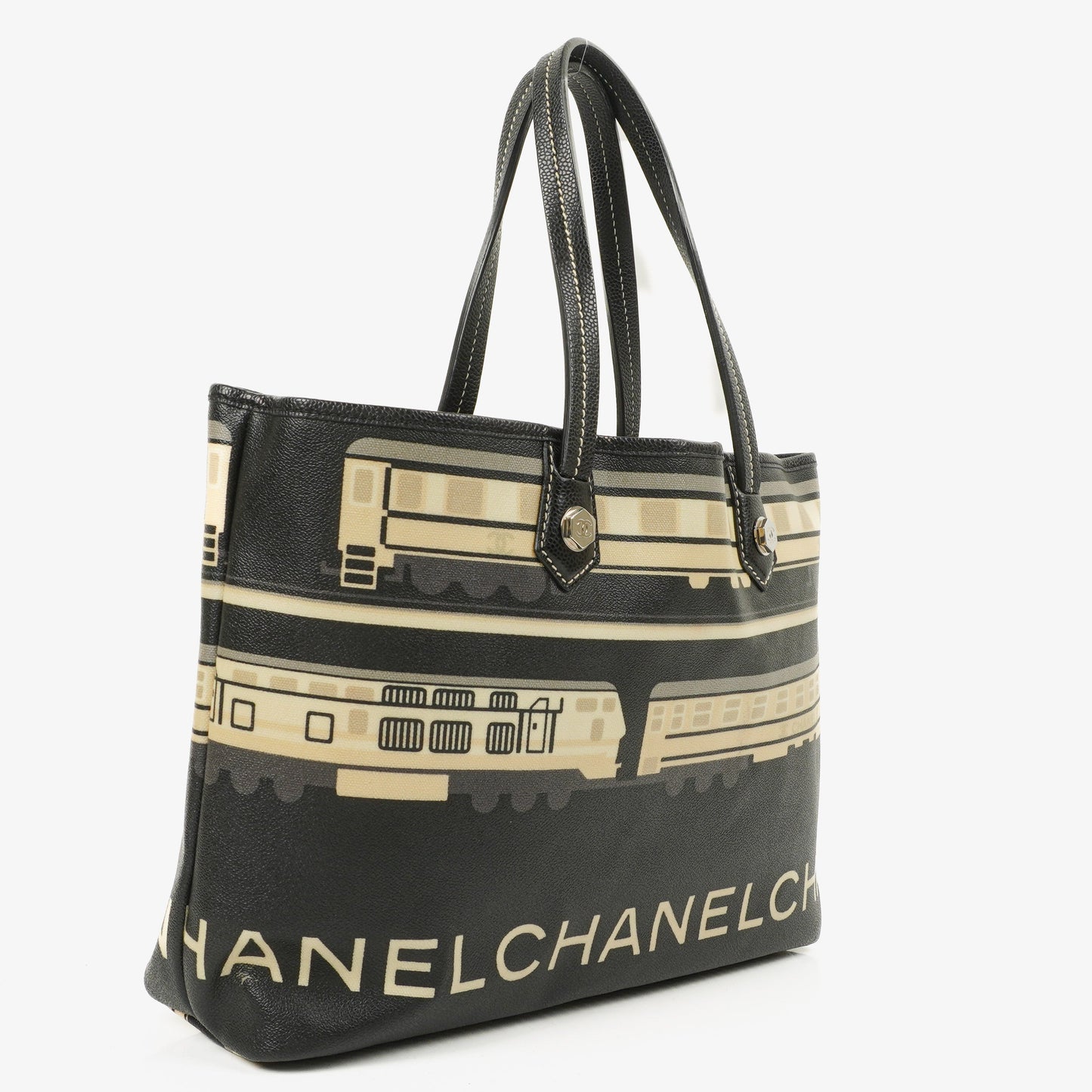 Chanel Black Coated Canvas Le Train Bag