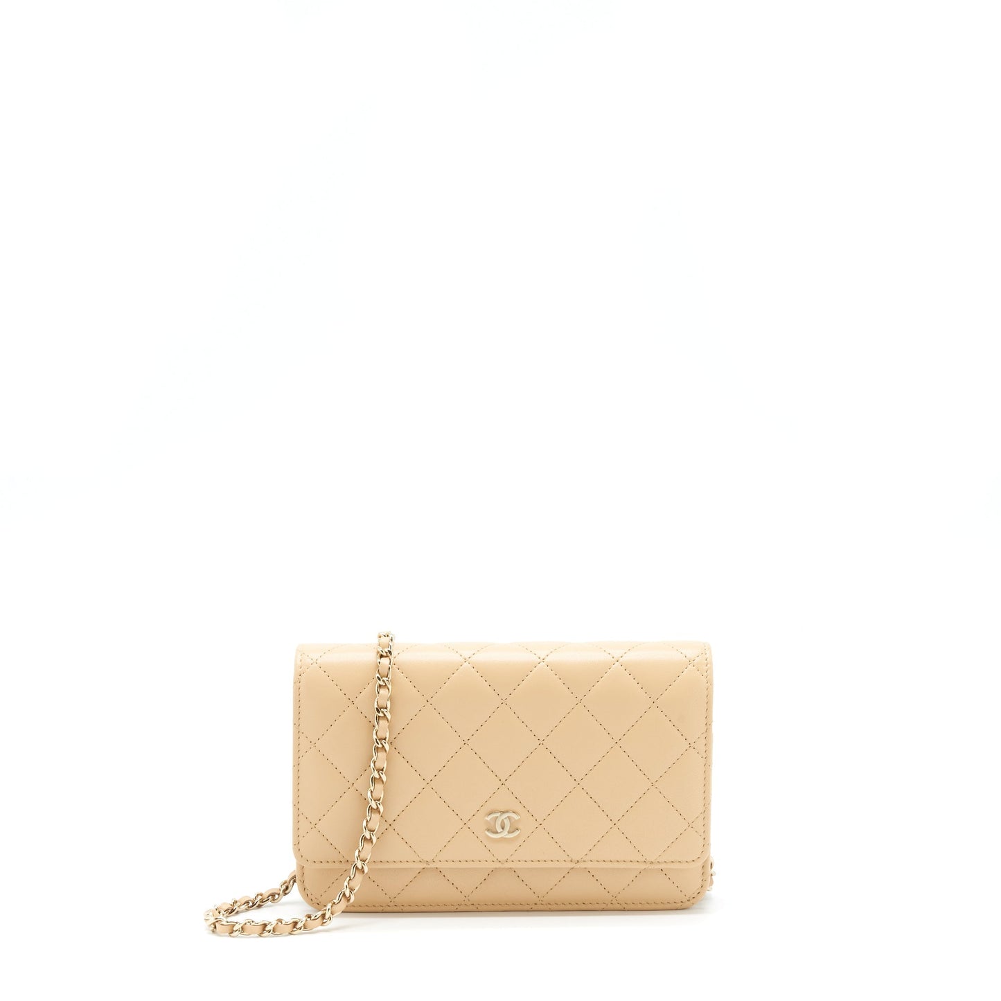 Chanel Classic Wallet On Chain Lambskin Beige L?Microchip?