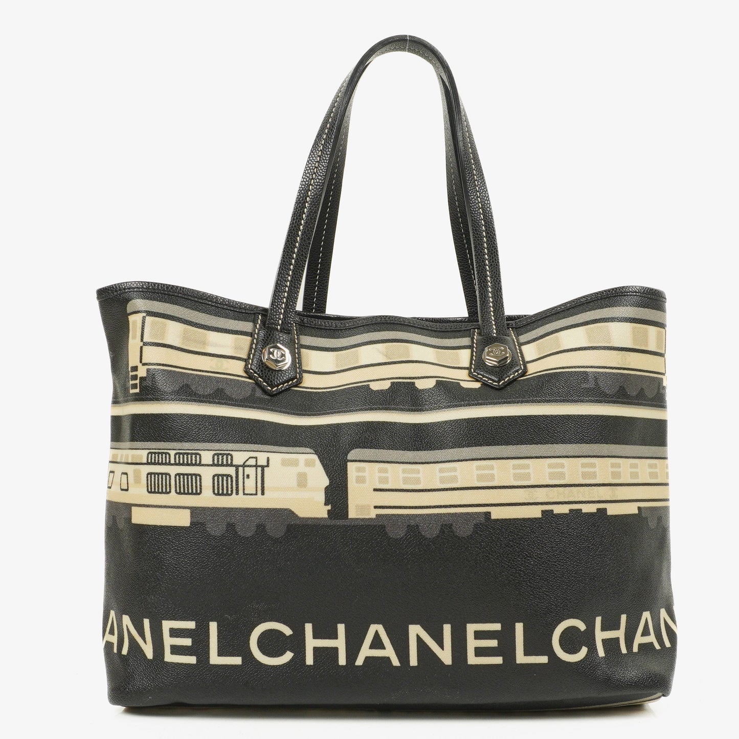 Chanel Black Coated Canvas Le Train Bag