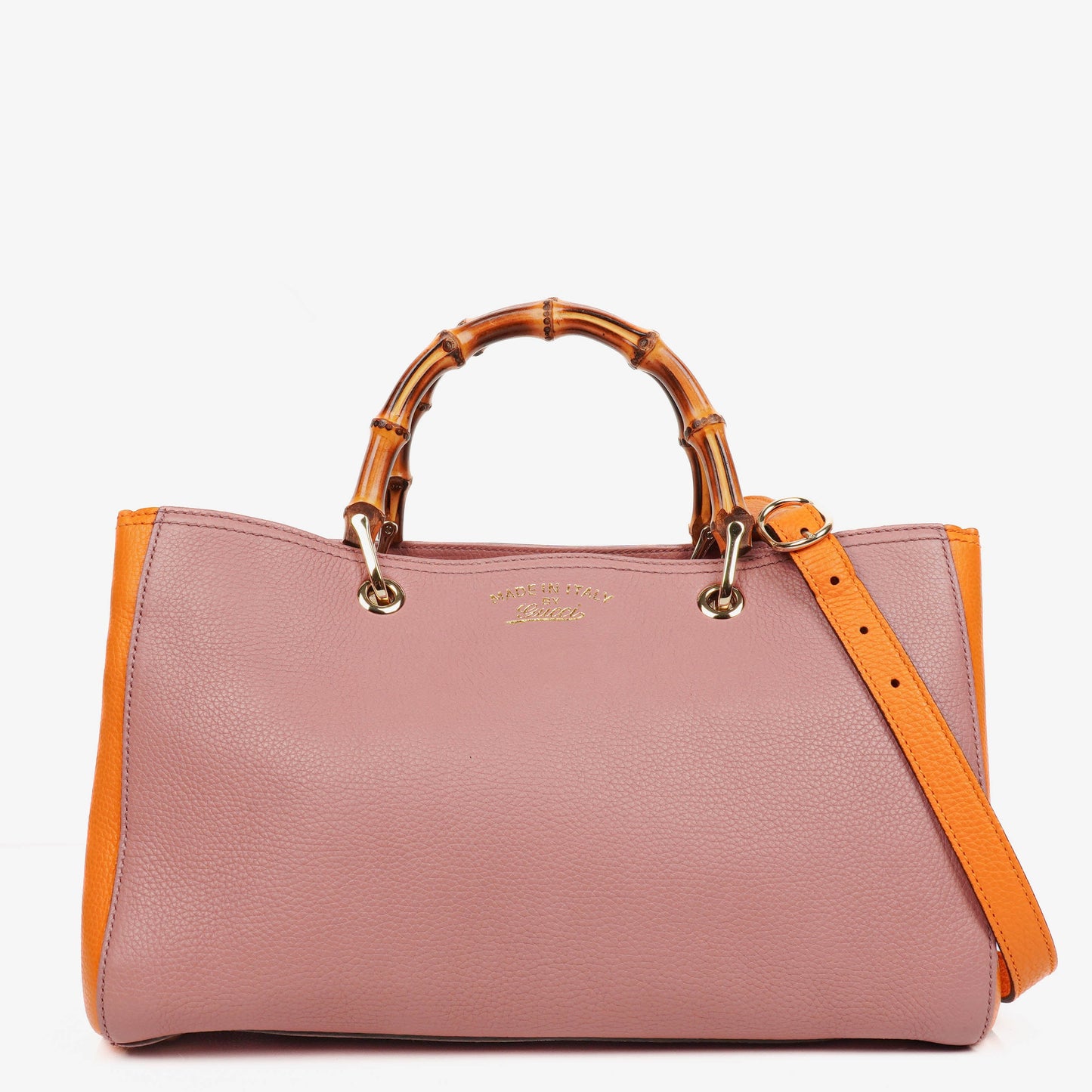 Gucci Bi-Colour Pebbled Calfskin Medium Bamboo Shopper Tote Bag