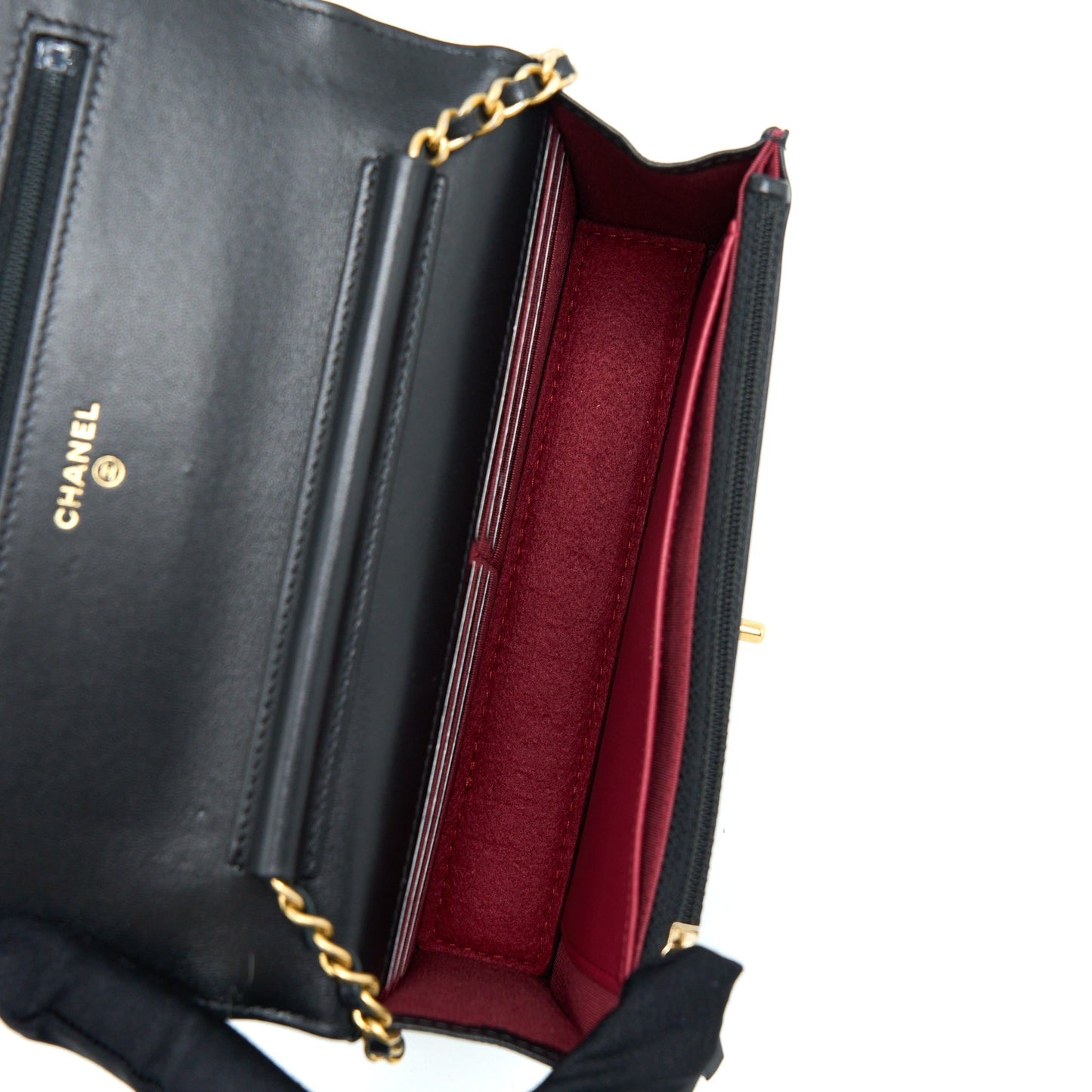 Chanel 21S Wallet On Chain With Pearl/CC logo Round Handle Lambskin Black Brushed