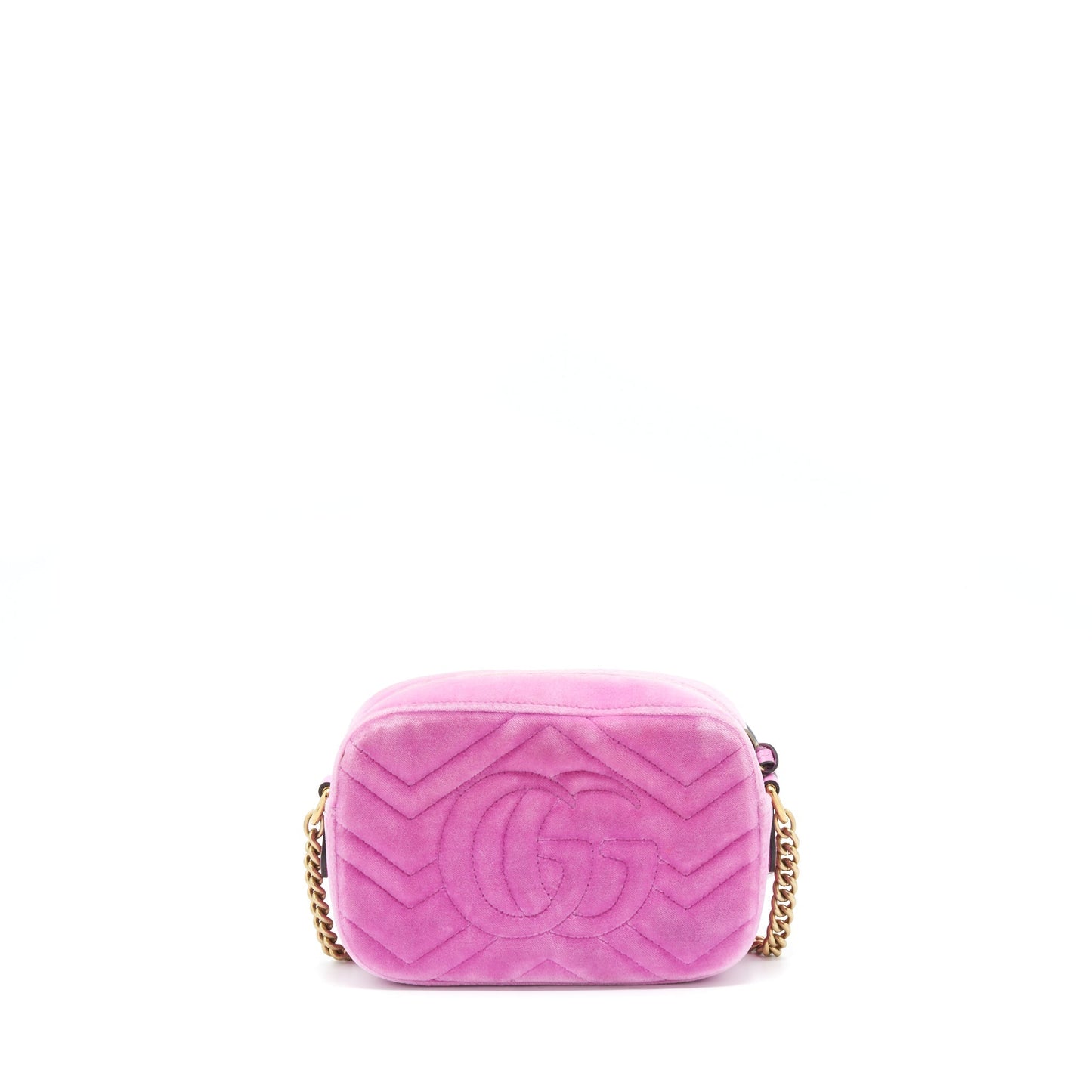 Gucci GG Marmont Camera Bag Velvet Pink With Crystal