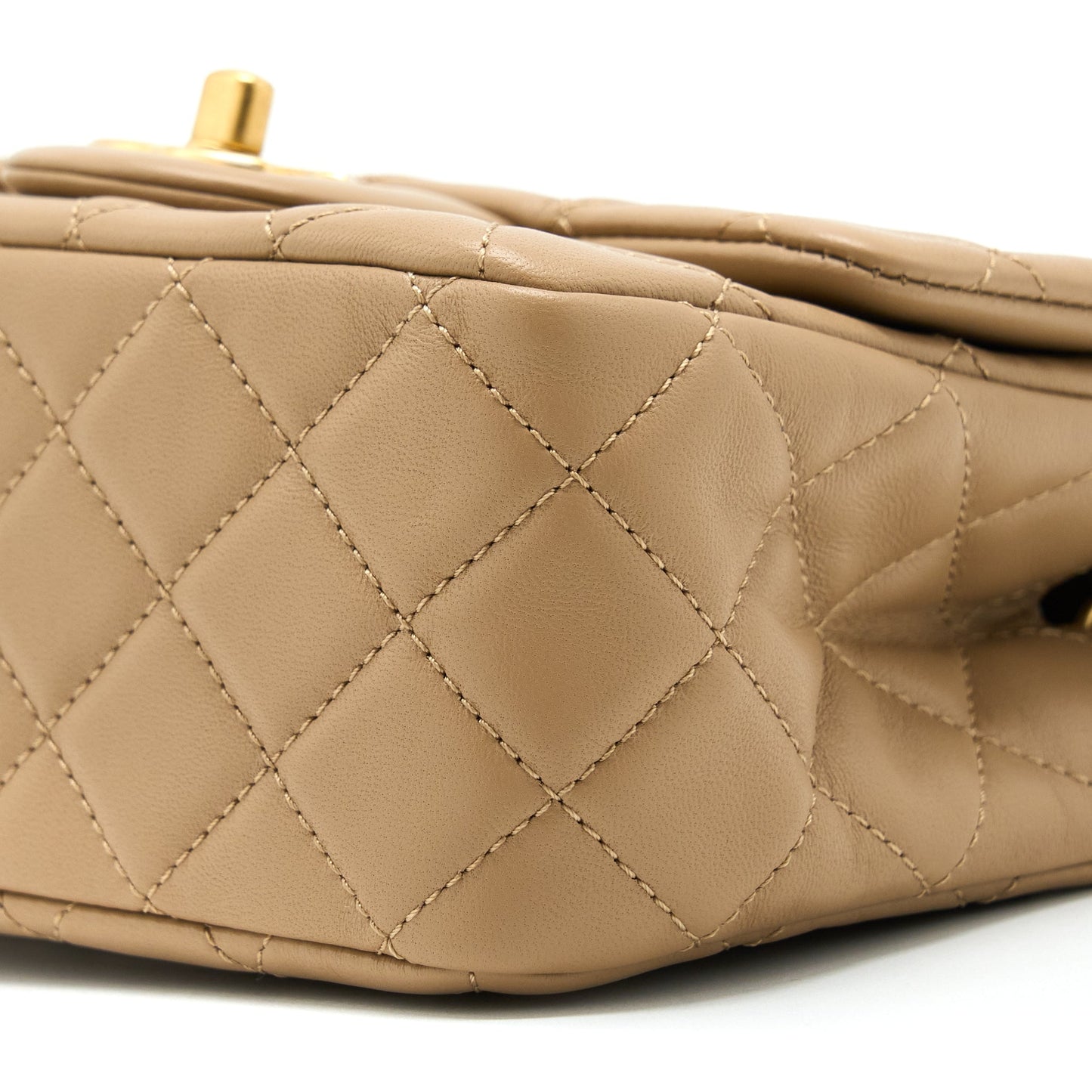 Chanel Pearl Crush Mini Square Flap Bag Lambskin Dark Beige (Microchip)