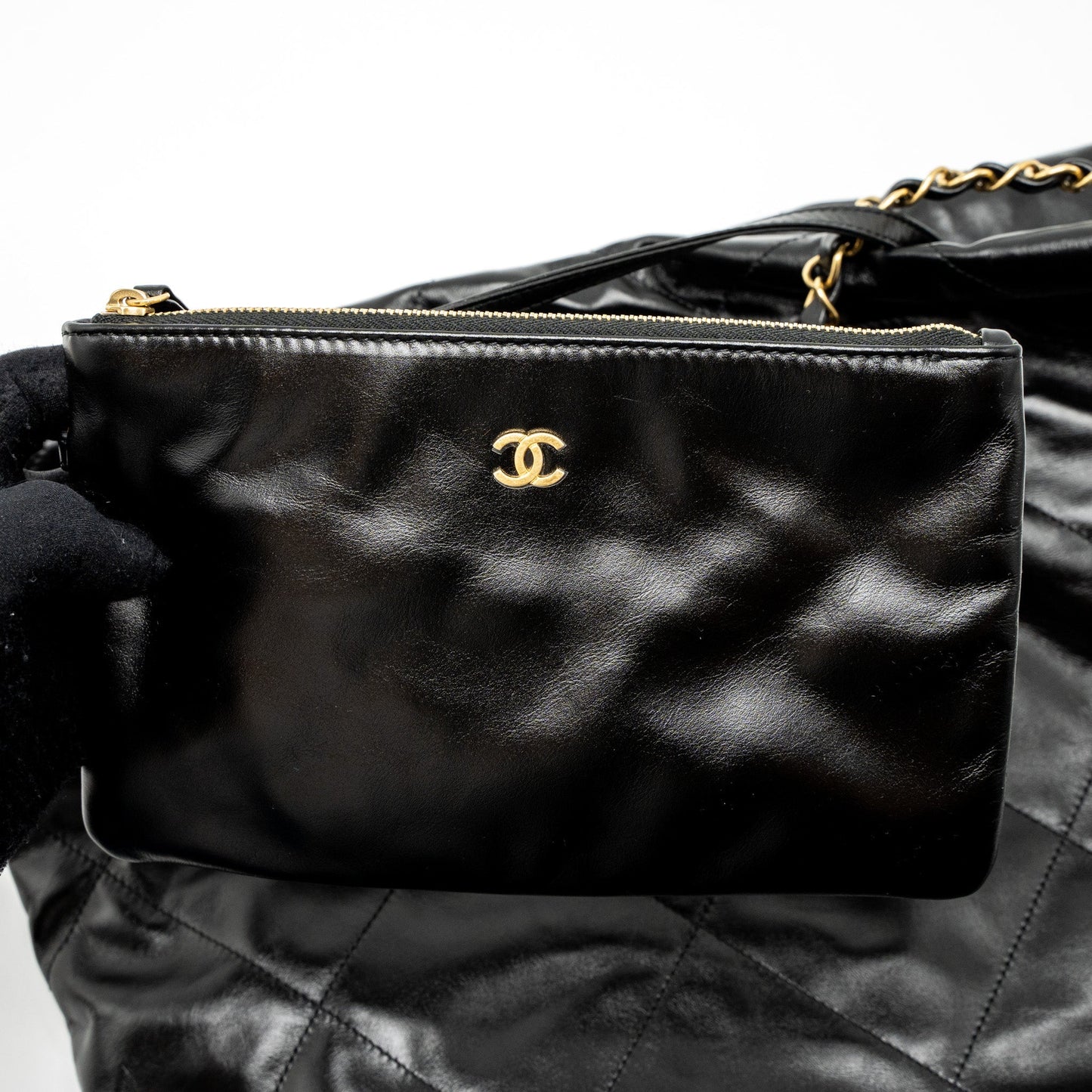 Chanel Small 22 Bag Shiny Calfskin Black  (Microchip)