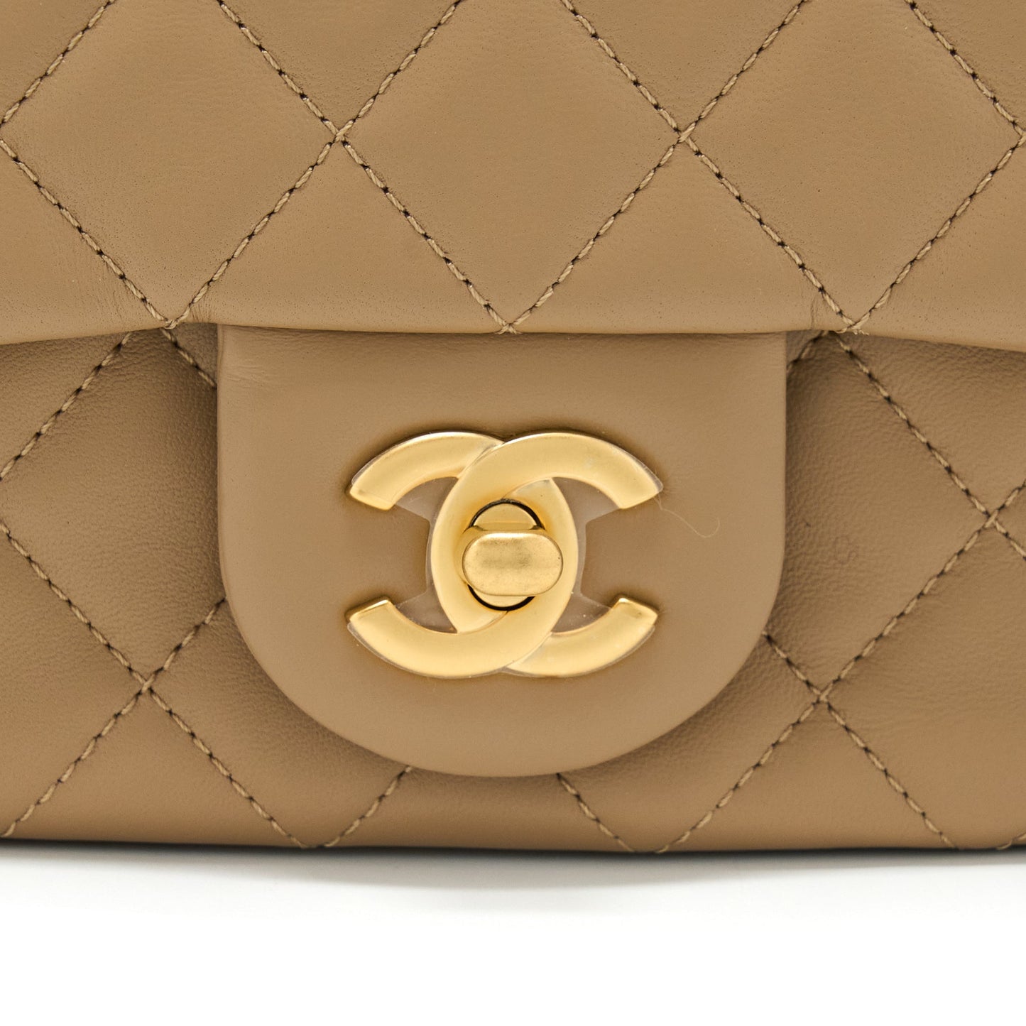 Chanel Pearl Crush Mini Square Flap Bag Lambskin Dark Beige (Microchip)