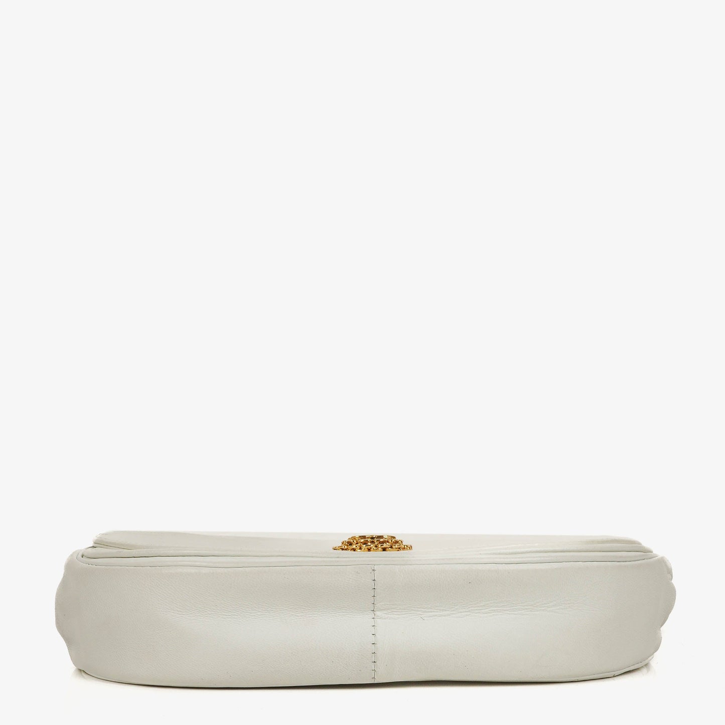 Chanel Classic Lambskin Half Moon White Flap Bag