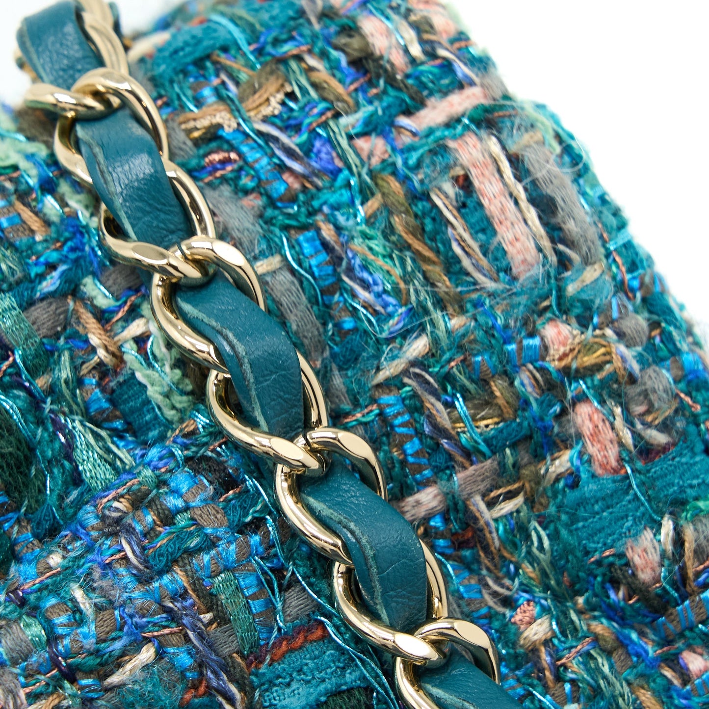 Chanel Mini Rectangular Flap Bag Tweed Multicolor Green L