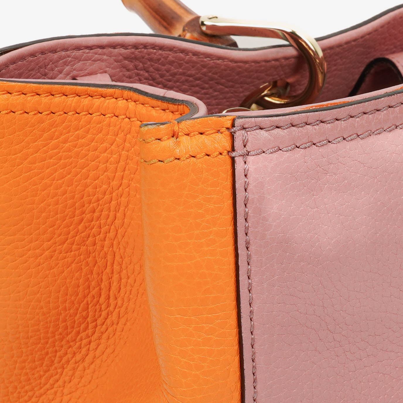 Gucci Bi-Colour Pebbled Calfskin Medium Bamboo Shopper Tote Bag