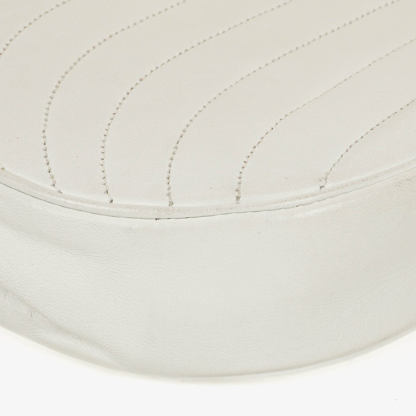 Chanel Classic Lambskin Half Moon White Flap Bag