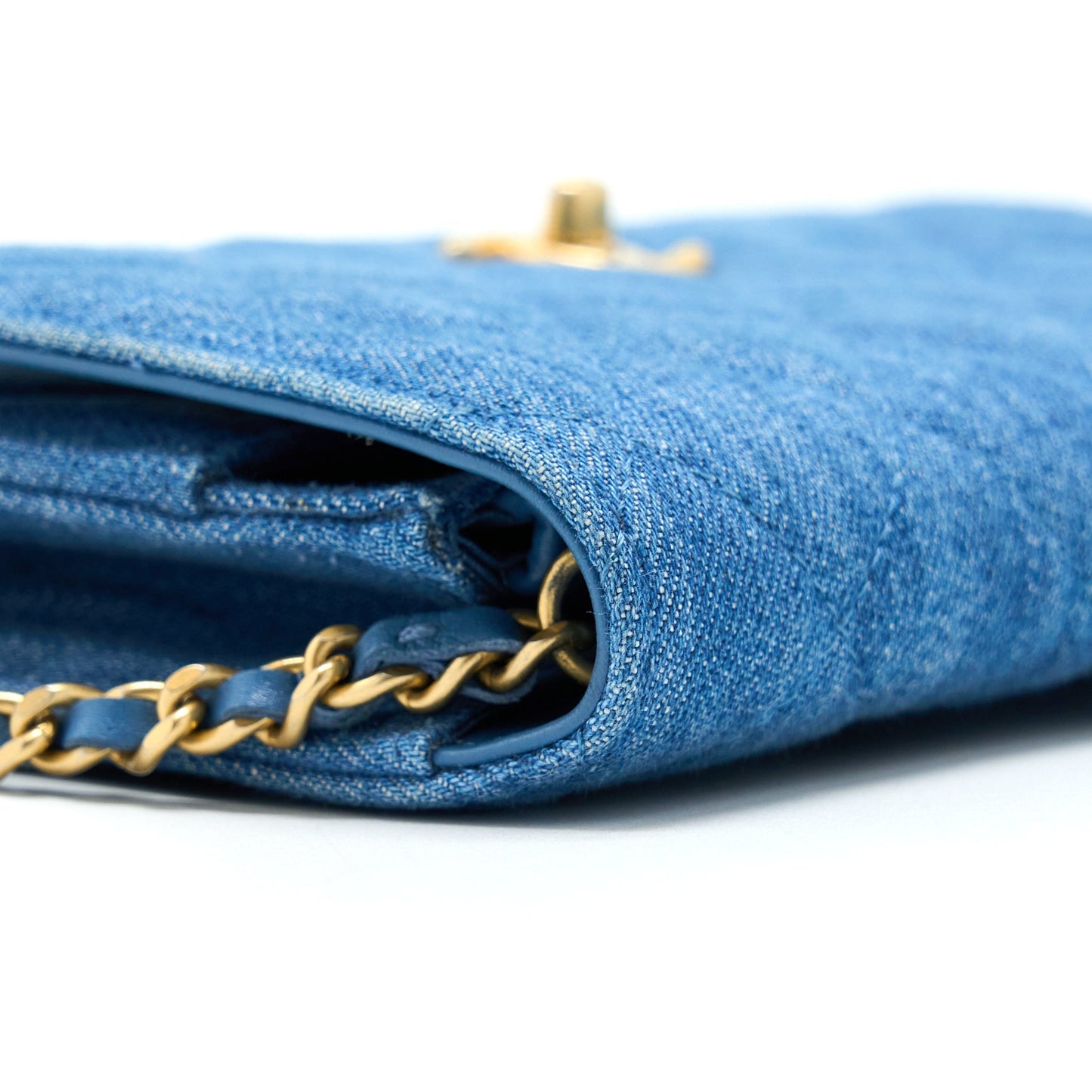 Chanel Denim Pearl Crush Wallet On Chain Denim Blue Brushed