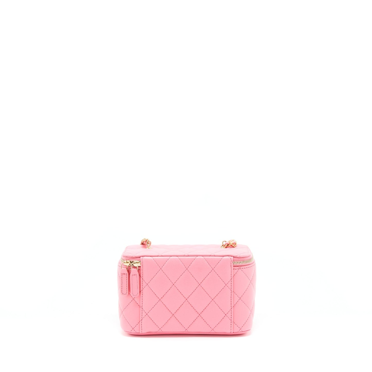 Chanel 22S Pearl Crush Long Vanity With Chain Lambskin Pink