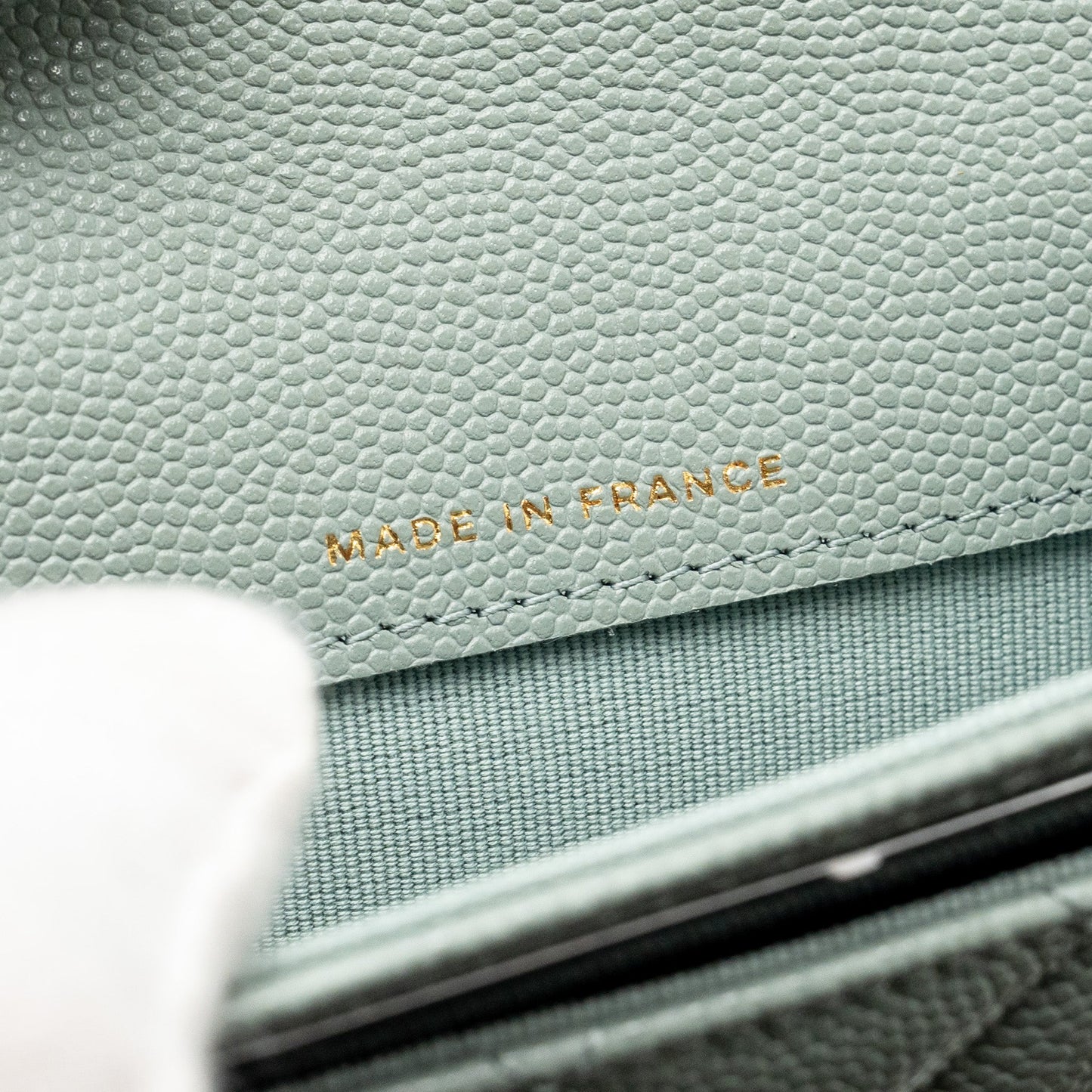 Chanel Classic Flap Card Holder Caviar Light Green L(Microchip)
