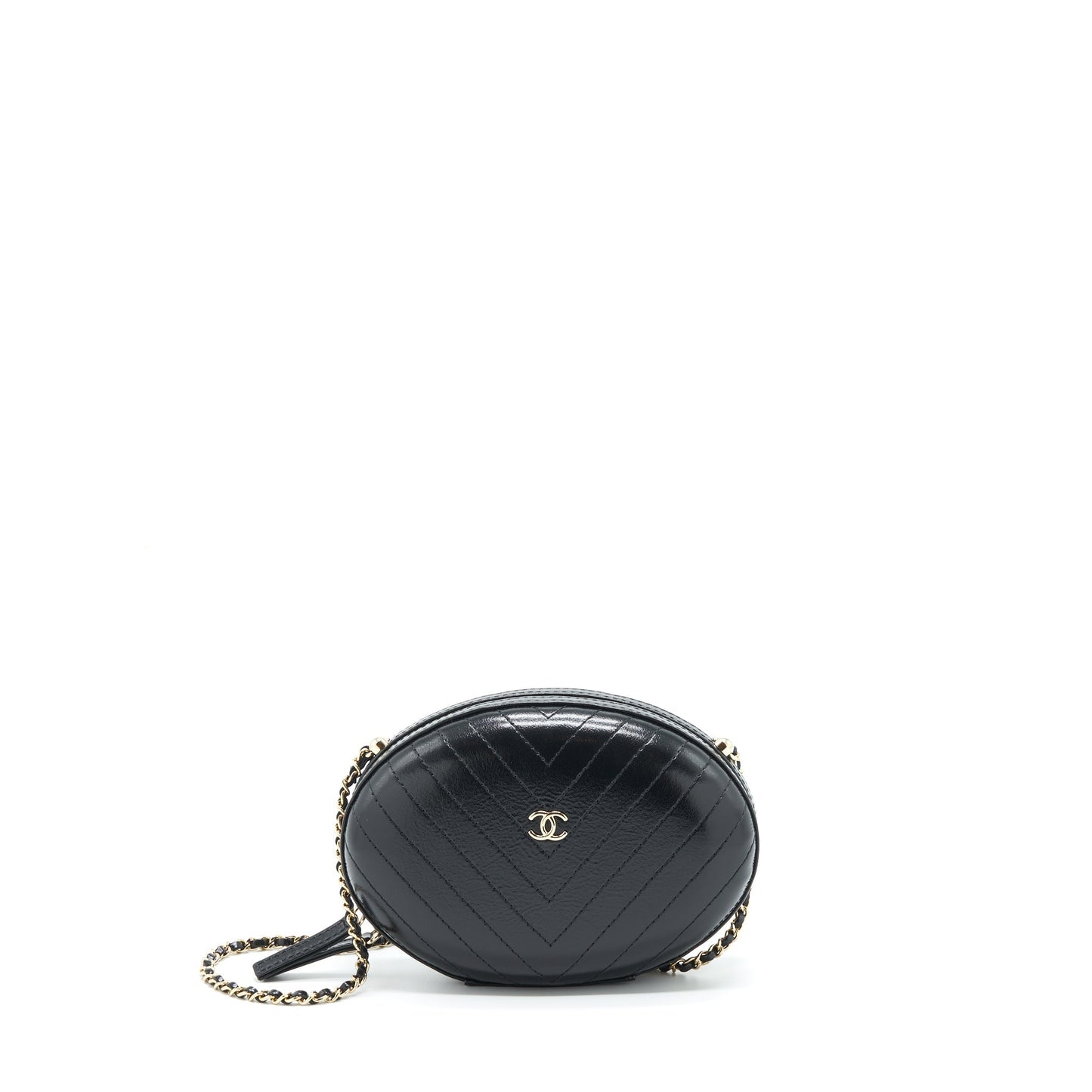 Chanel La Pausa Evening Bag Chevron Calfskin Black L