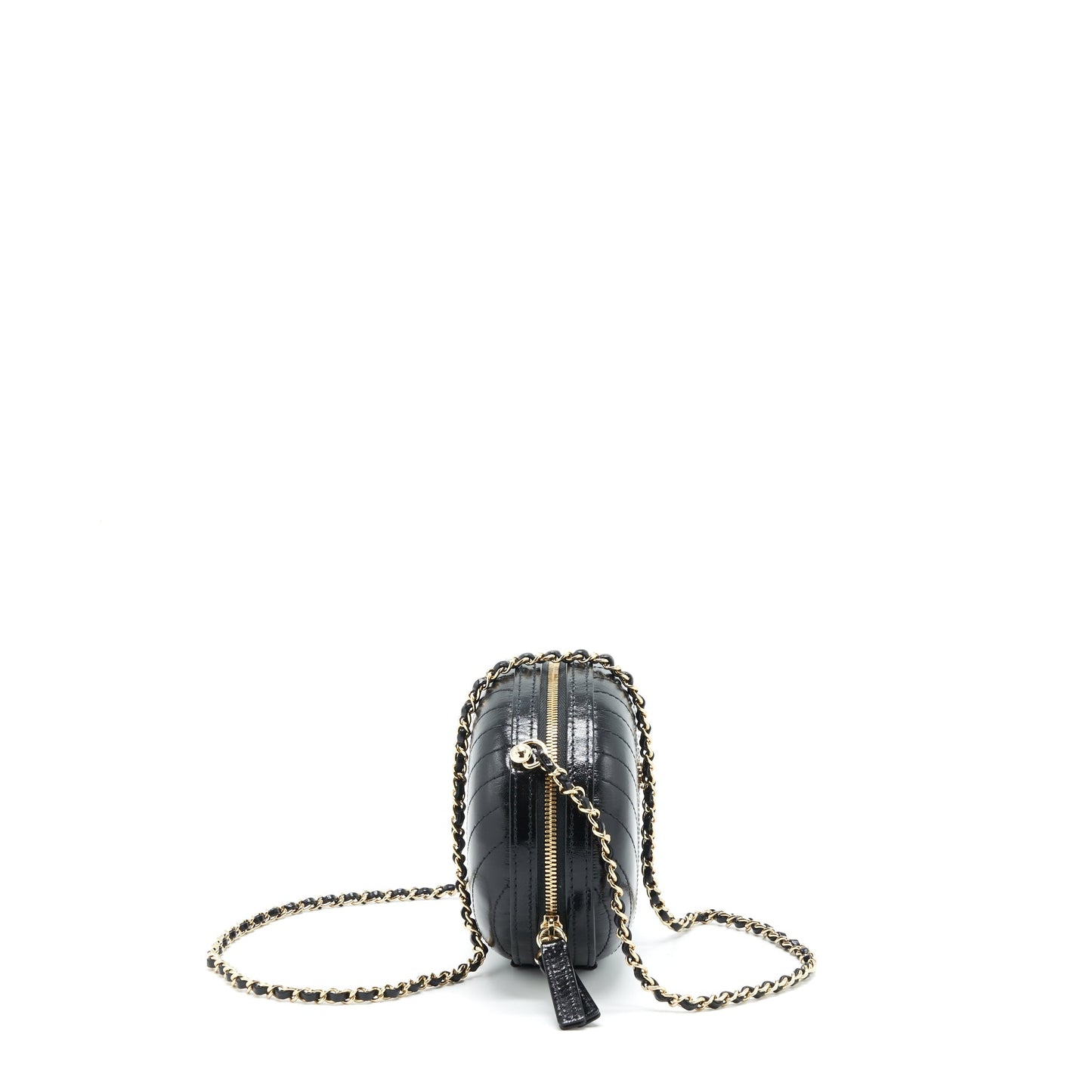 Chanel La Pausa Evening Bag Chevron Calfskin Black L