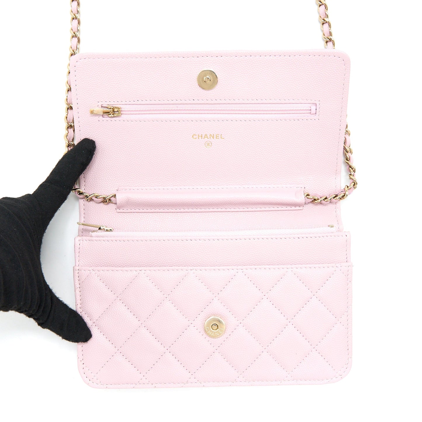 Chanel Classic Wallet On Chain Caviar Light Pink L