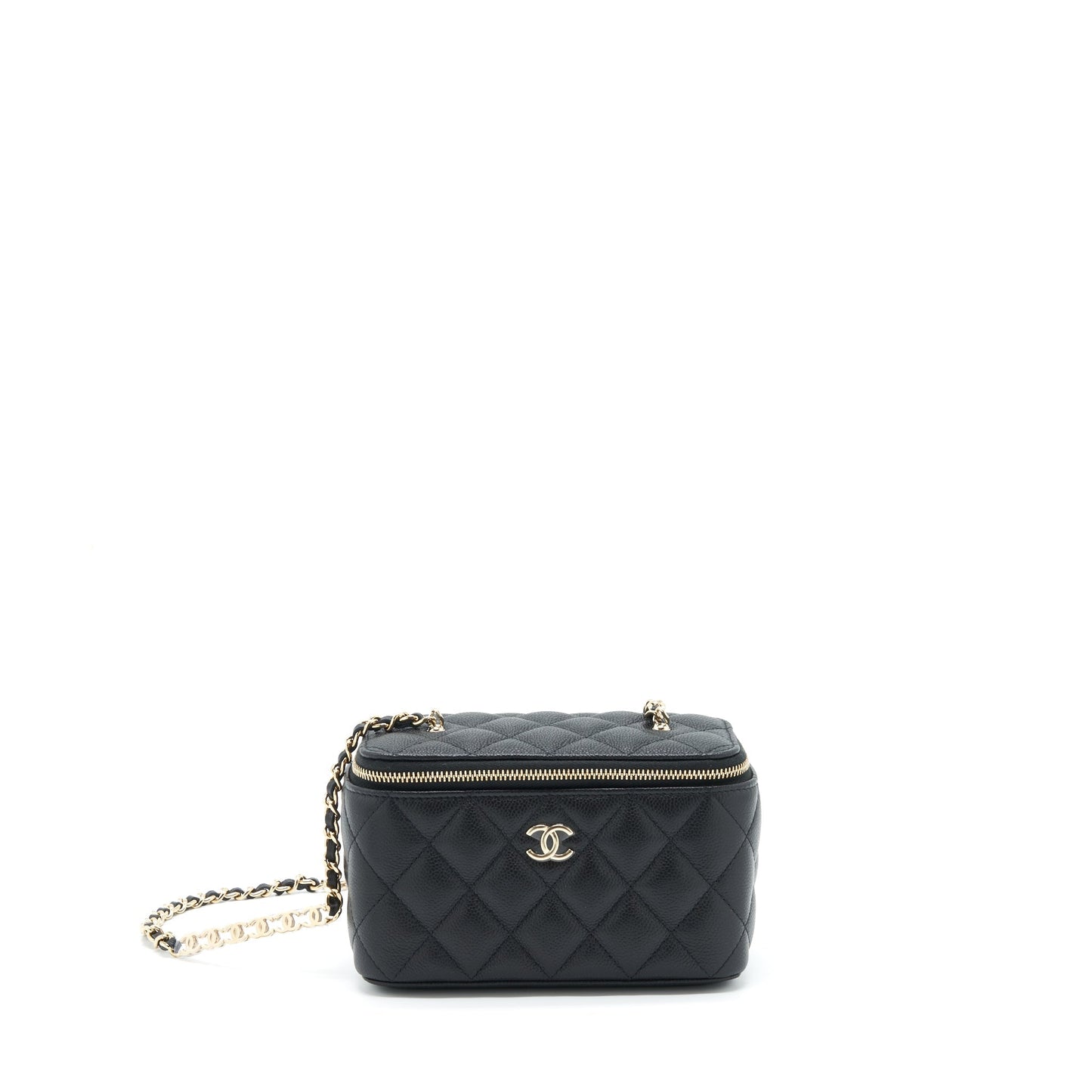 Chanel 22P Long Vanity With CC Logo Chain Caviar Black L