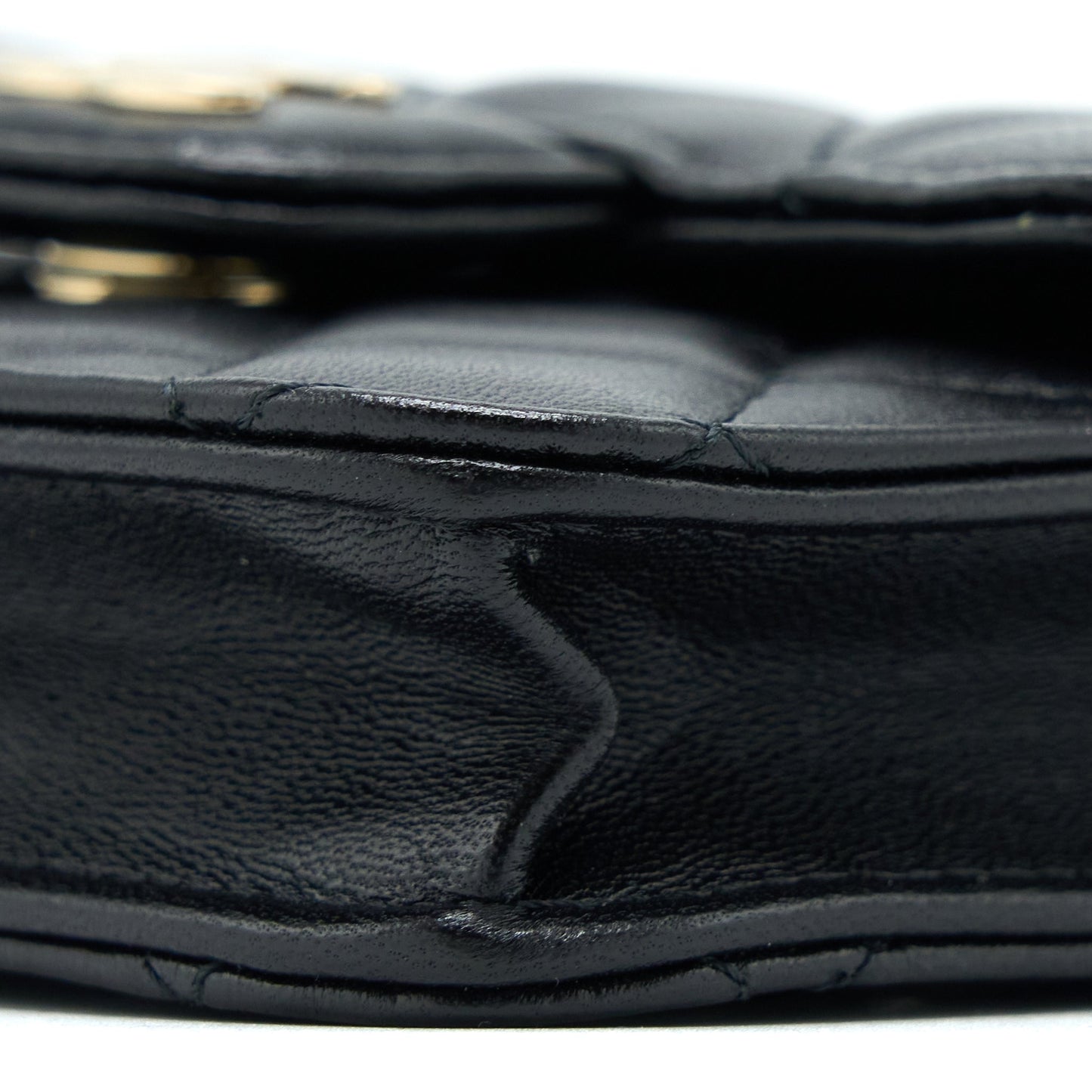 Chanel Mini Top Handle Flap Bag Lambskin Black L