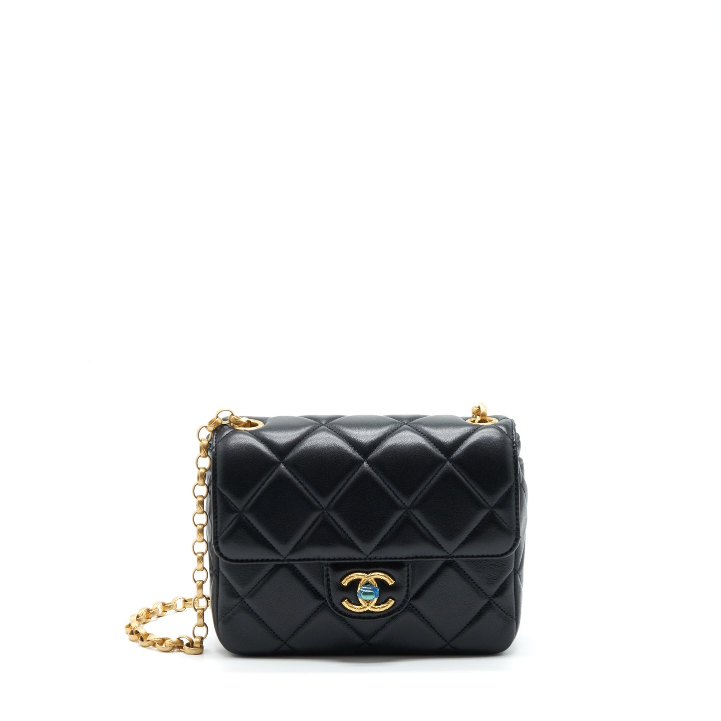 Chanel Quilted Medium Square Flap Bag Lambskin Black Brushed