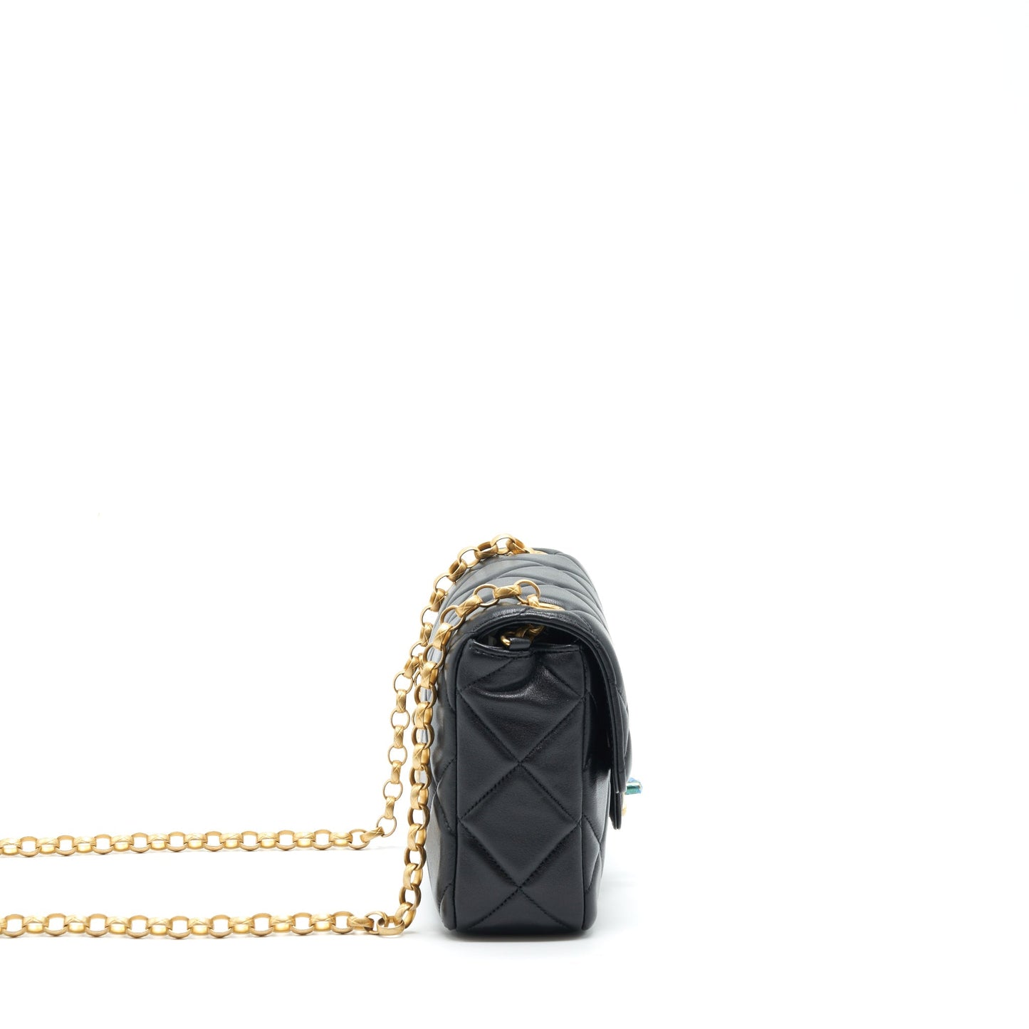Chanel Quilted Medium Square Flap Bag Lambskin Black Brushed