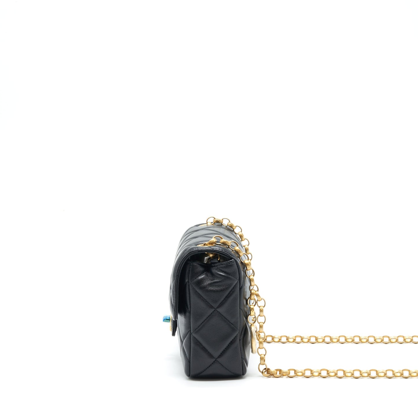 Chanel Quilted Medium Square Flap Bag Lambskin Black Brushed