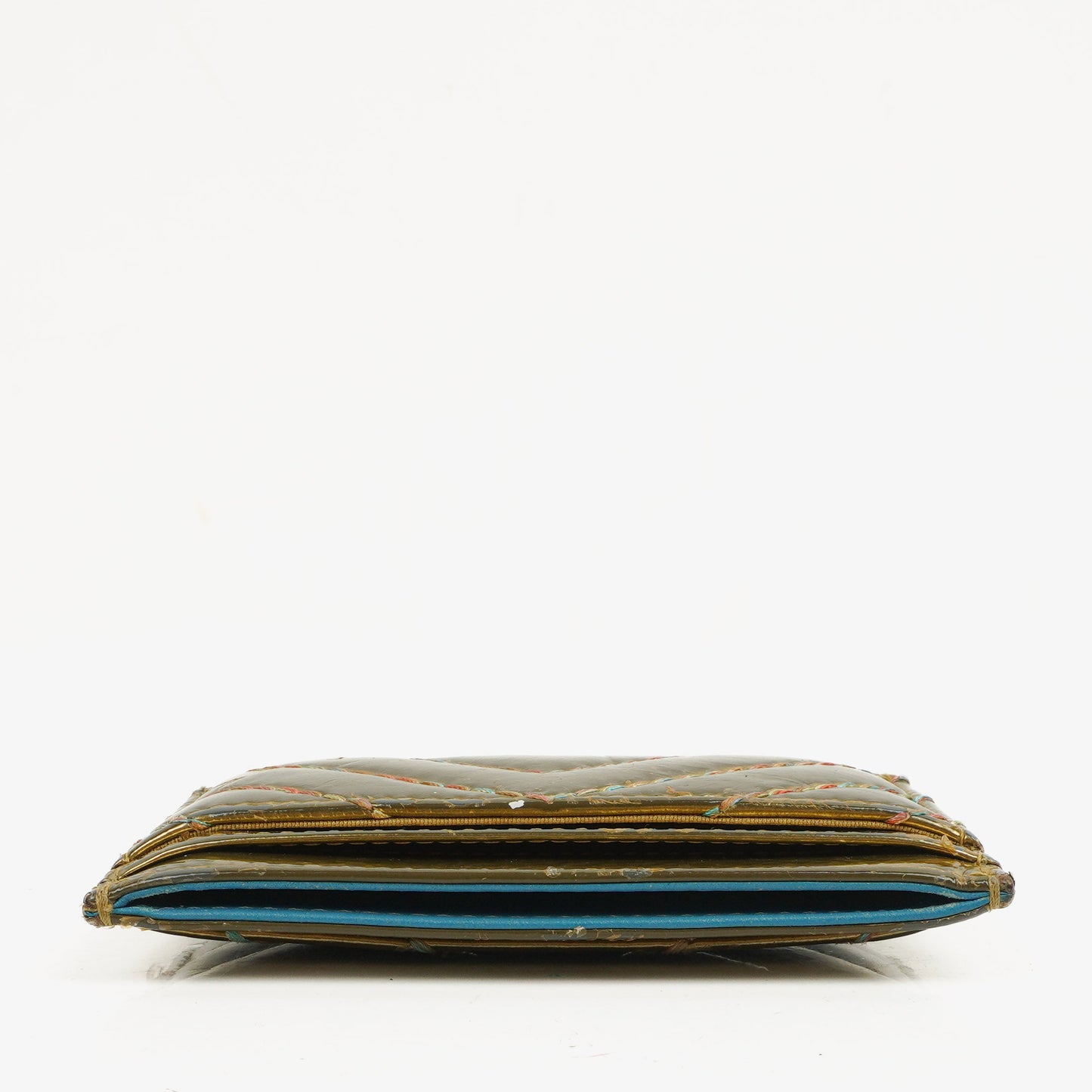 Chanel Metallic Gold Calfskin Chevron Quilted Card Holder