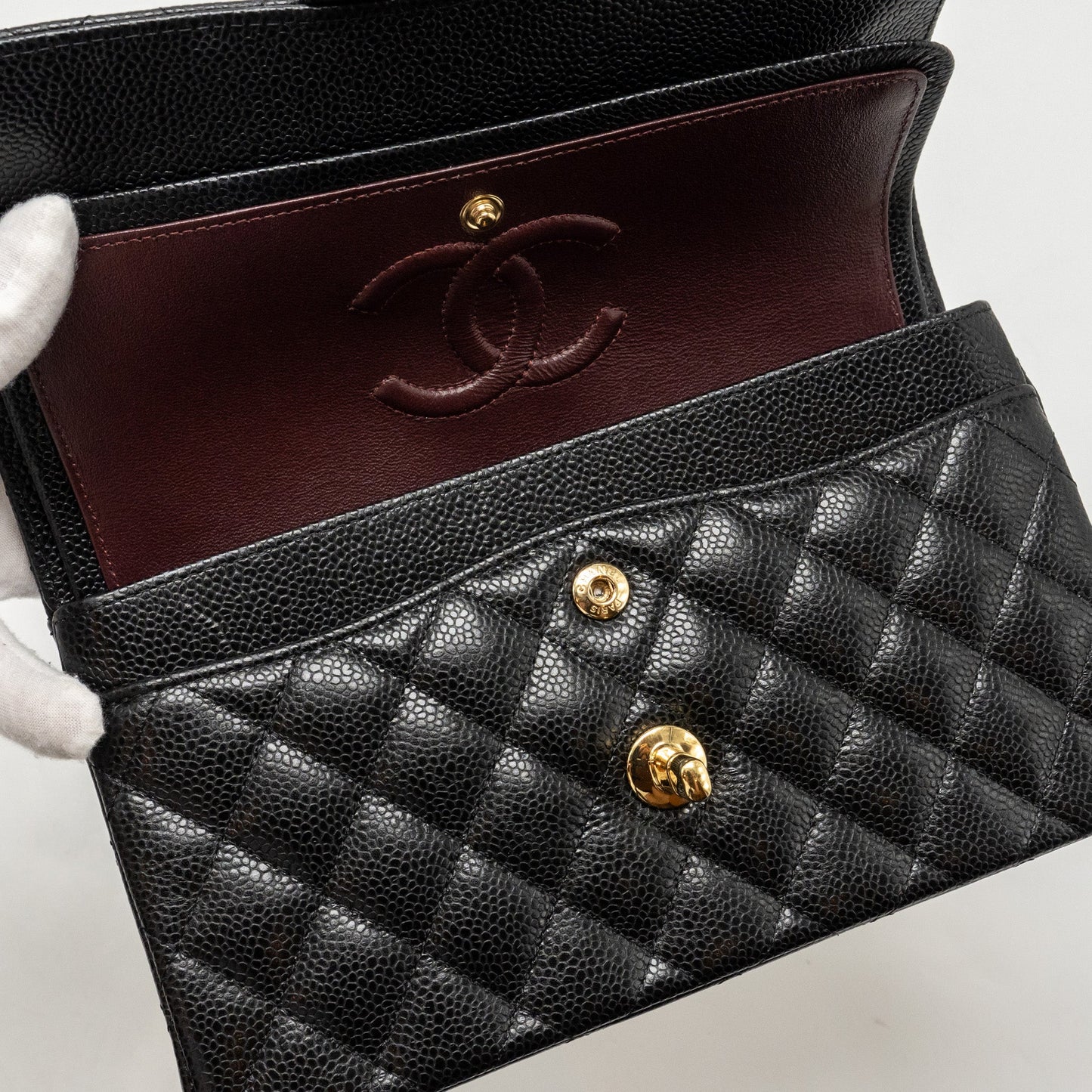 Chanel Small Classic Double Flap Bag Caviar Black  (Microchip)