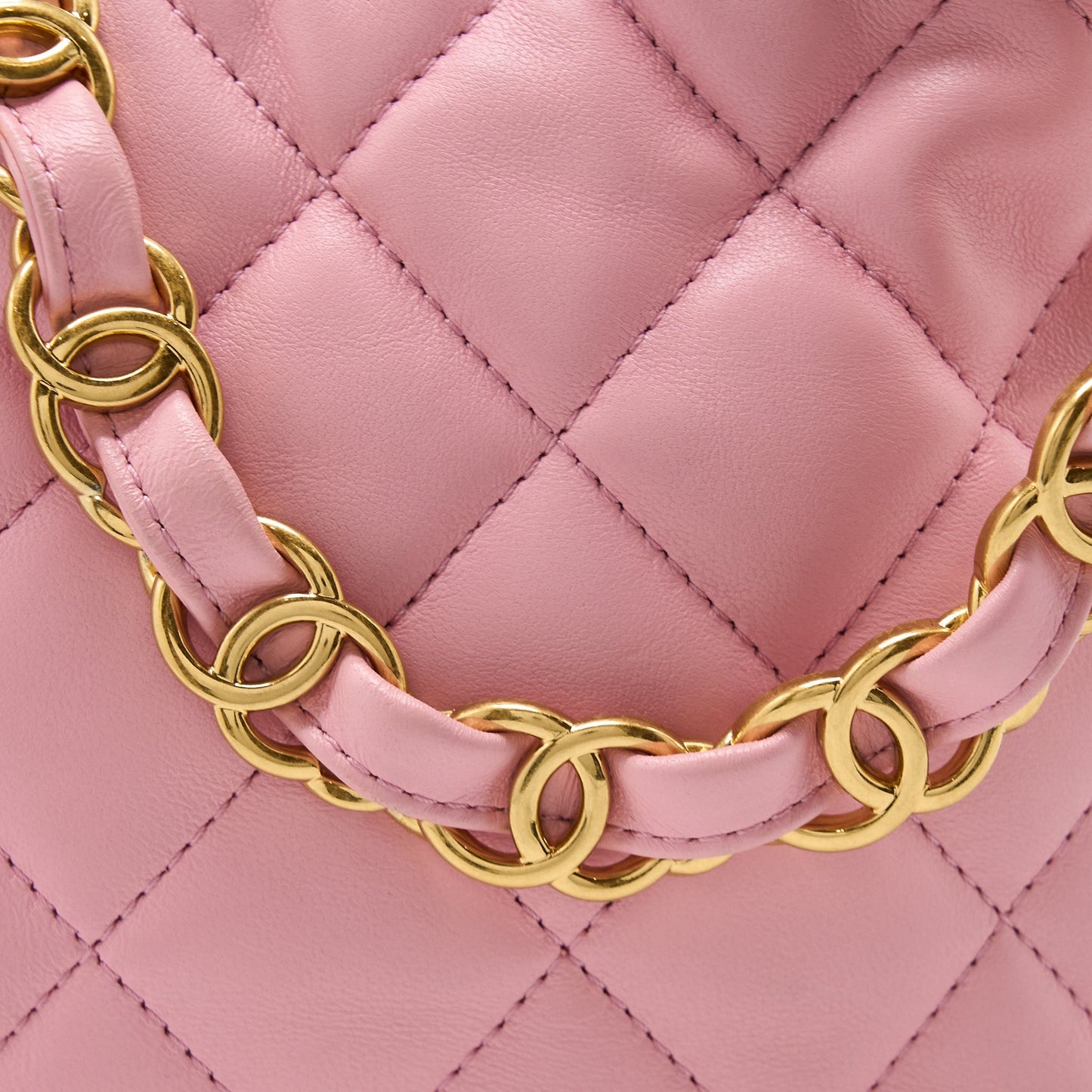 Chanel 22K Hobo Bag Logo Chain Lambskin Pink  (Microchip)