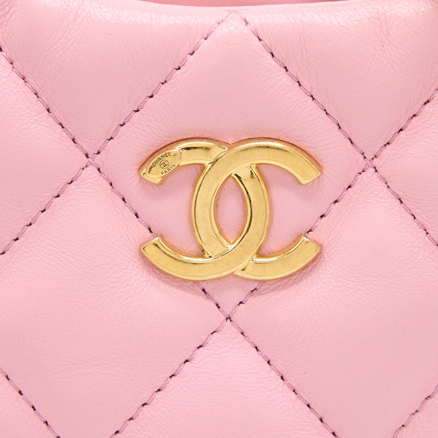 Chanel 22K Hobo Bag Logo Chain Lambskin Pink  (Microchip)