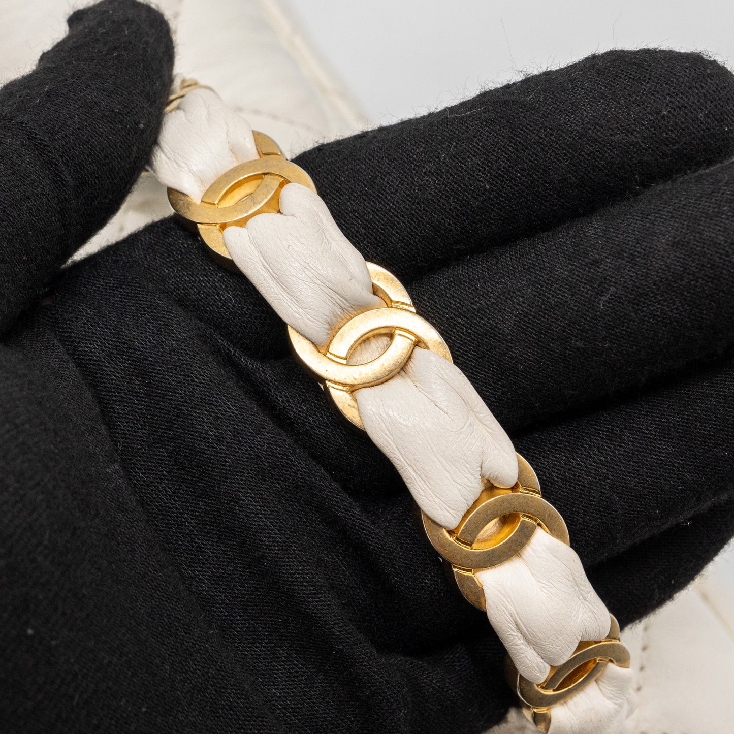 Chanel Top Handle Flap Bag Lambskin White Brush