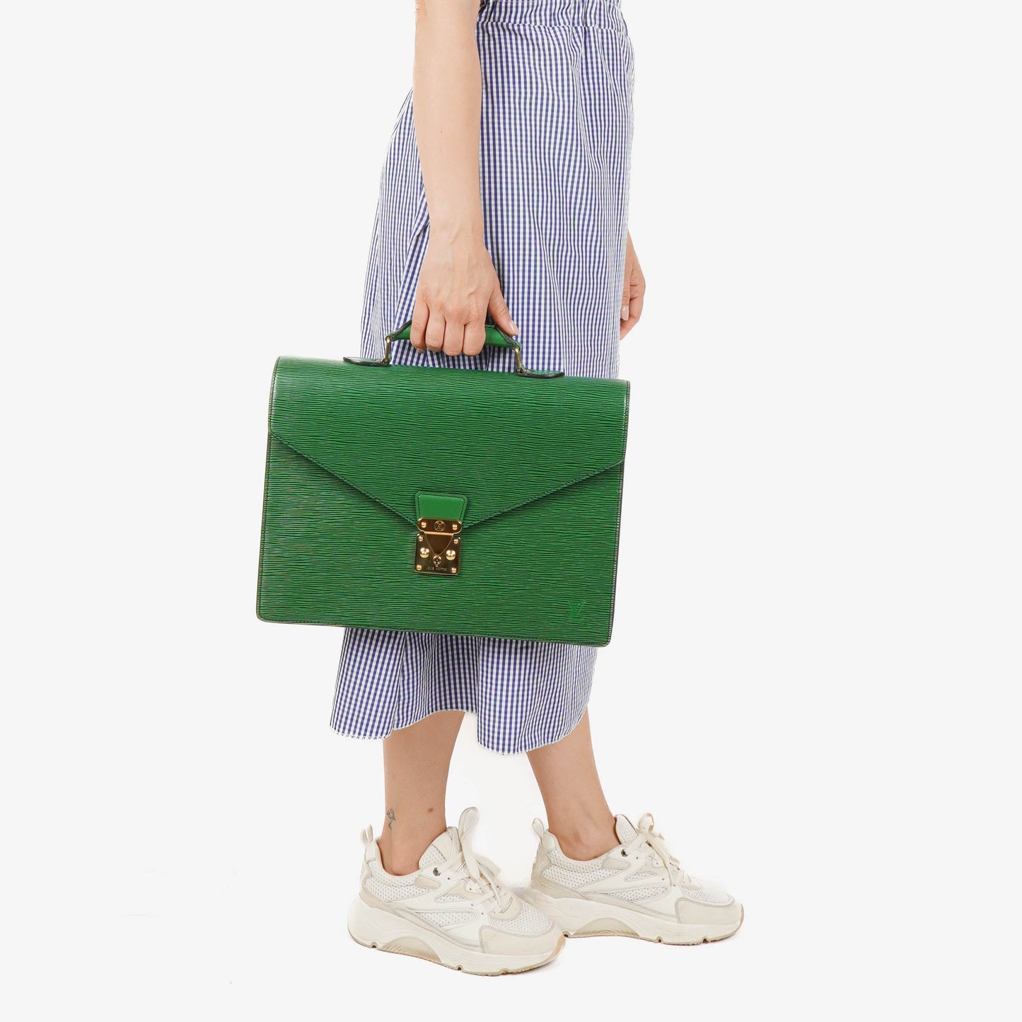 Louis Vuitton Serviette Ambassador Green EPI Leather Briefcase