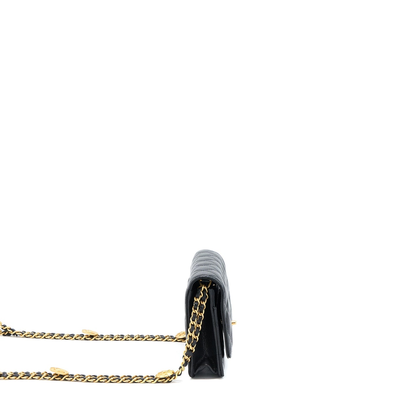 Chanel 22A Wallet On Chain Caviar Black  (Microchip)