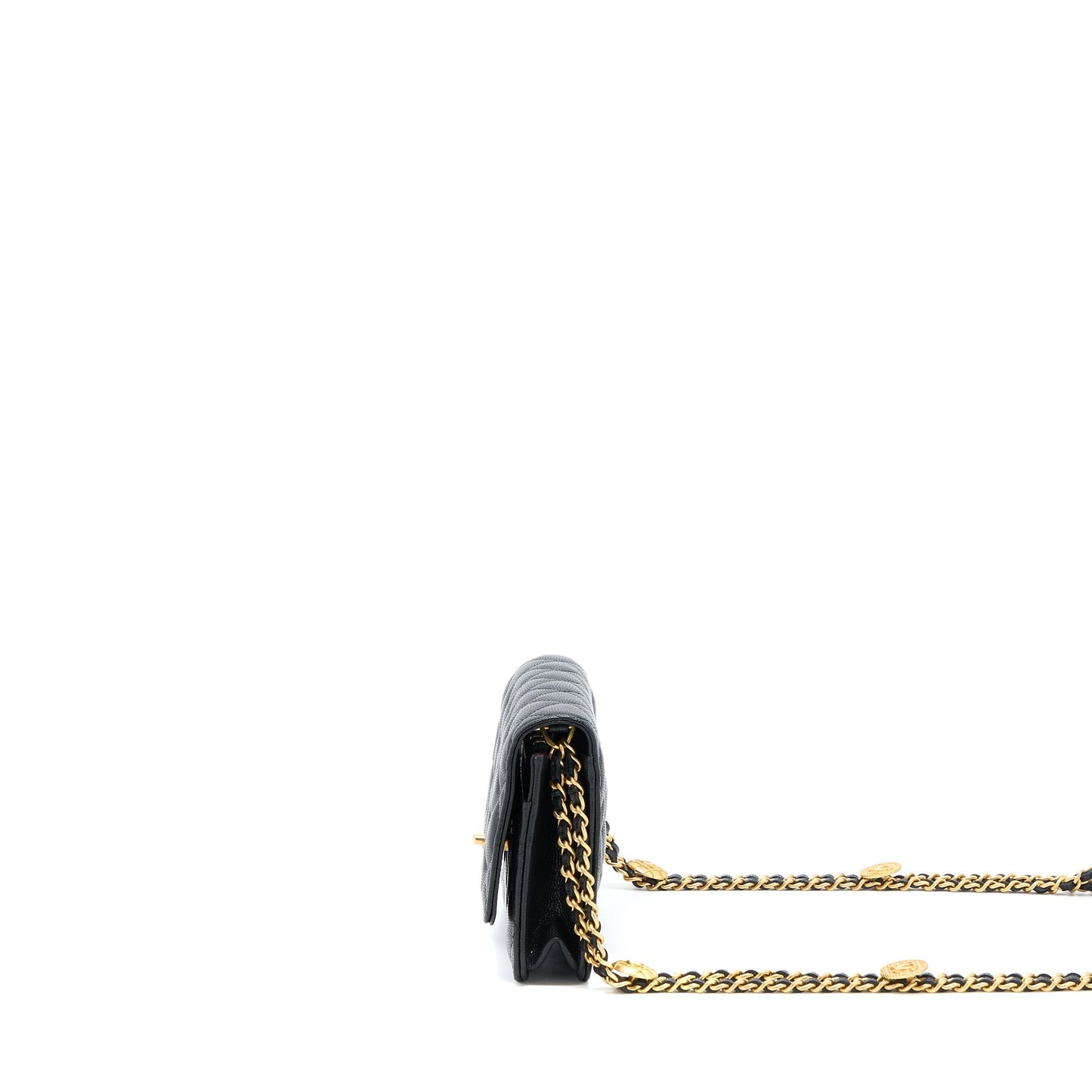 Chanel 22A Wallet On Chain Caviar Black  (Microchip)